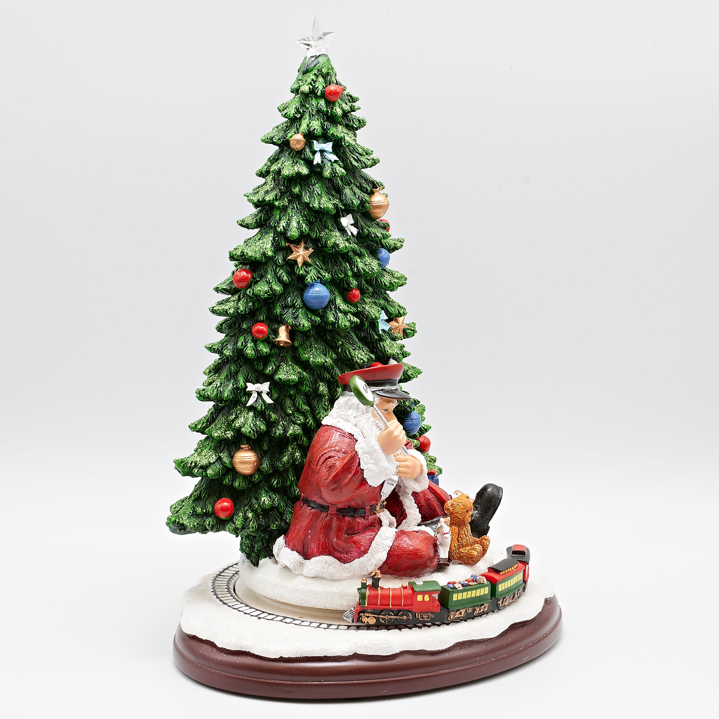 Amusements Santa the Train Conductor Christmas Tree Lighted Musical Scene
