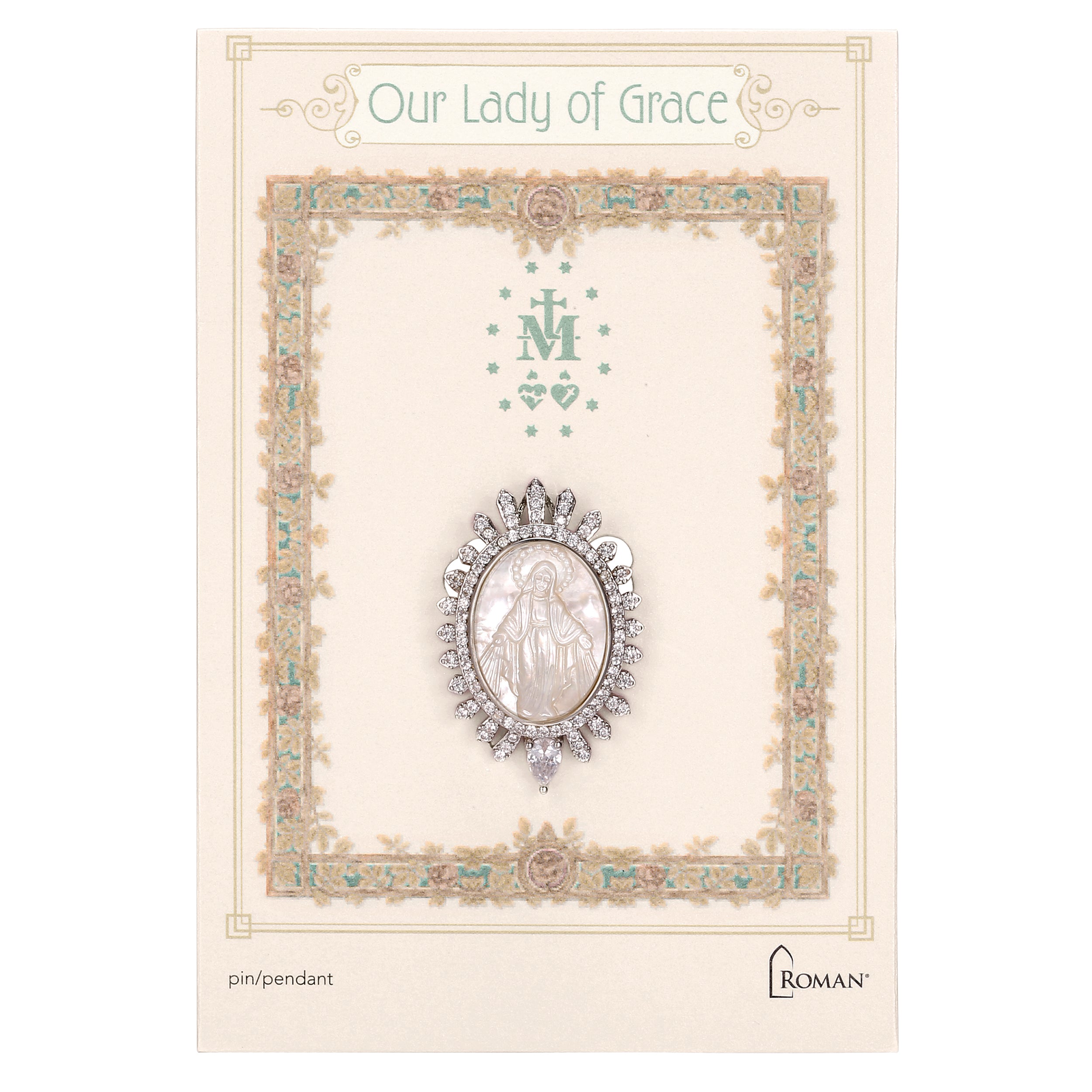 Our Lady of Grace Oval Pin & Pendant