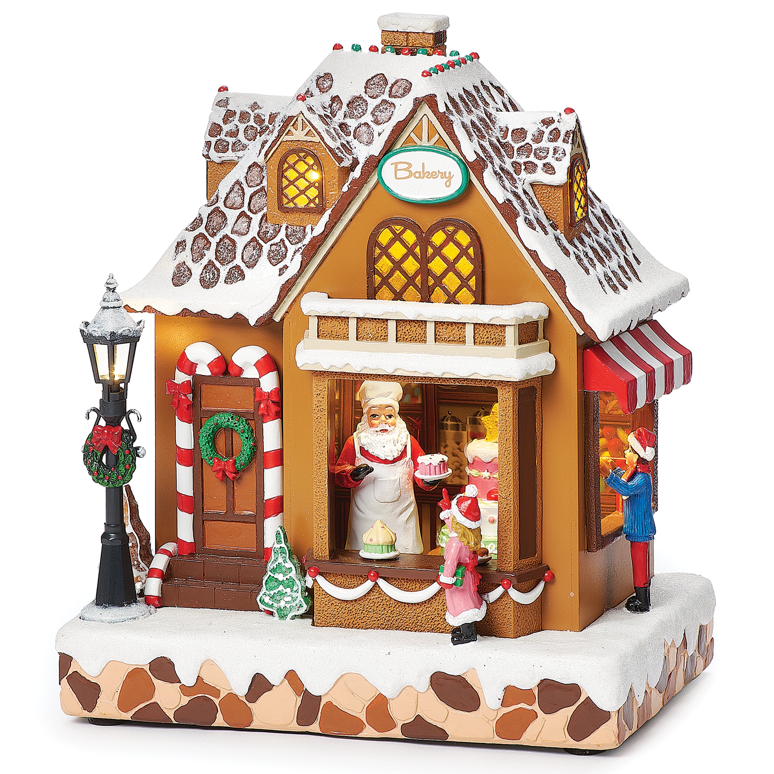 Amusements Lighted & Musical Santa’s Gingerbread Bake Shop With Rotating Cake