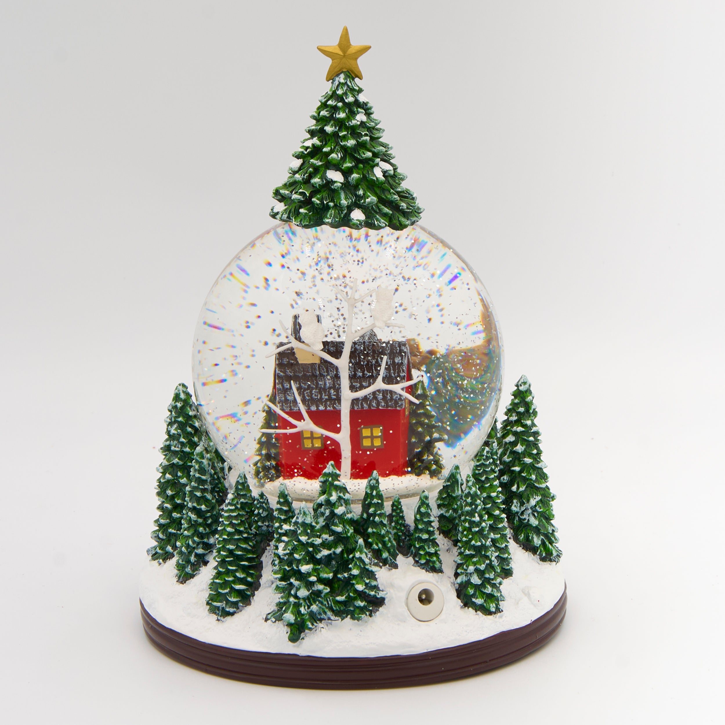Glitterdome Lighted Musical Cabin with Treetop Swirl  – "Deck the Halls" Tune