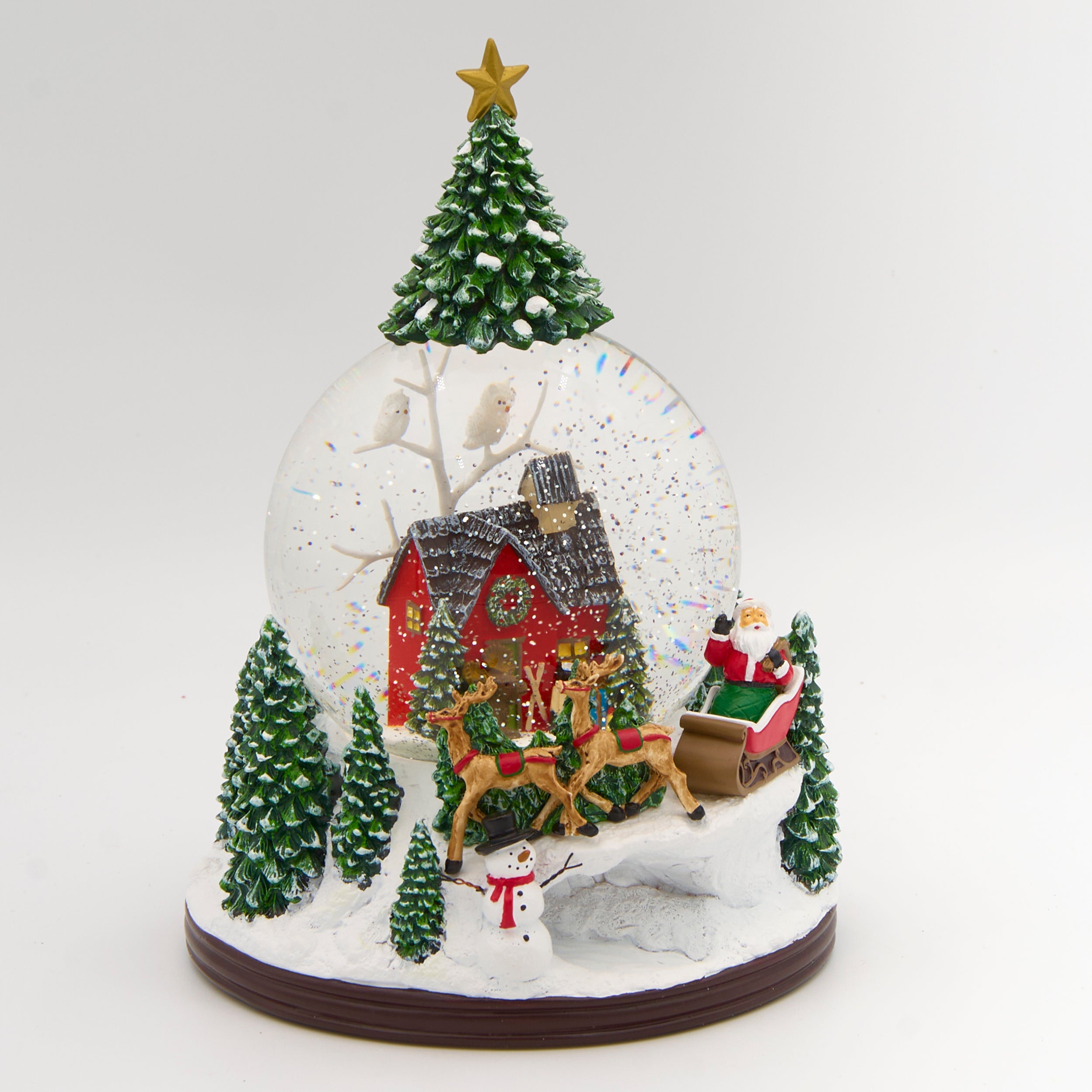 Glitterdome Lighted Musical Cabin with Treetop Swirl  – "Deck the Halls" Tune