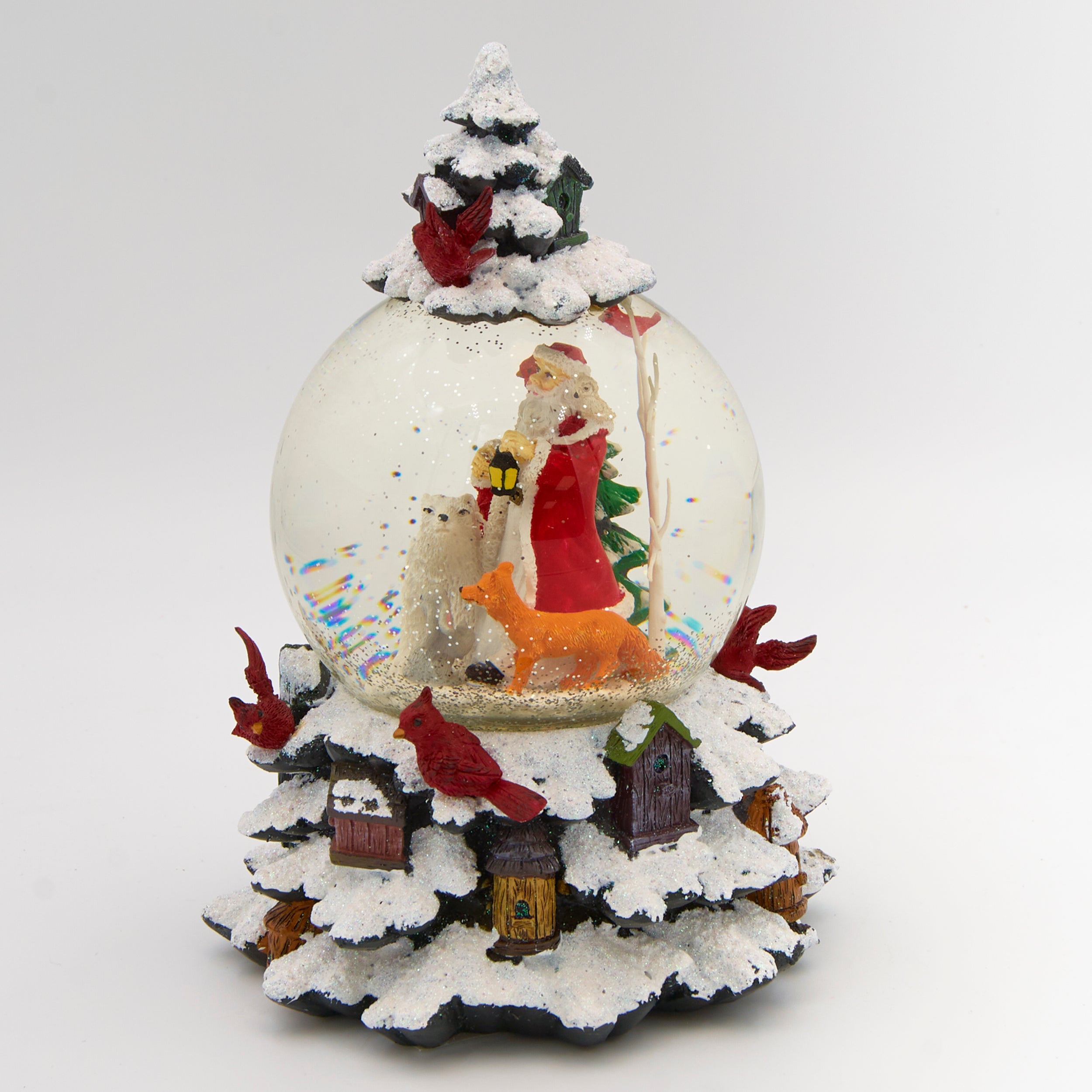 Glitterdome Tree with Santa & Animals Lighted Musical Swirl – "Winter Wonderland" Tune