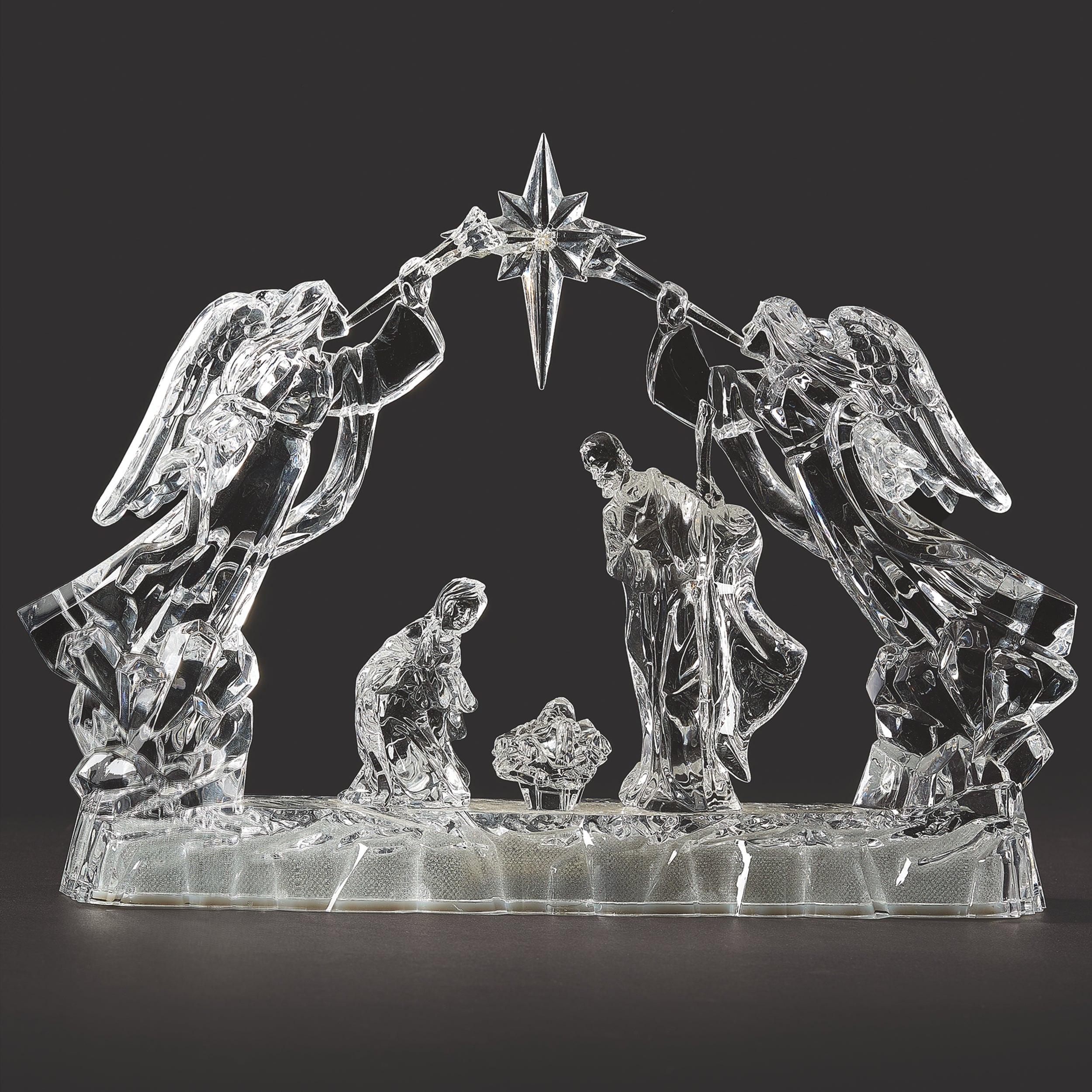 Lighted Holy Family with Angels & Star