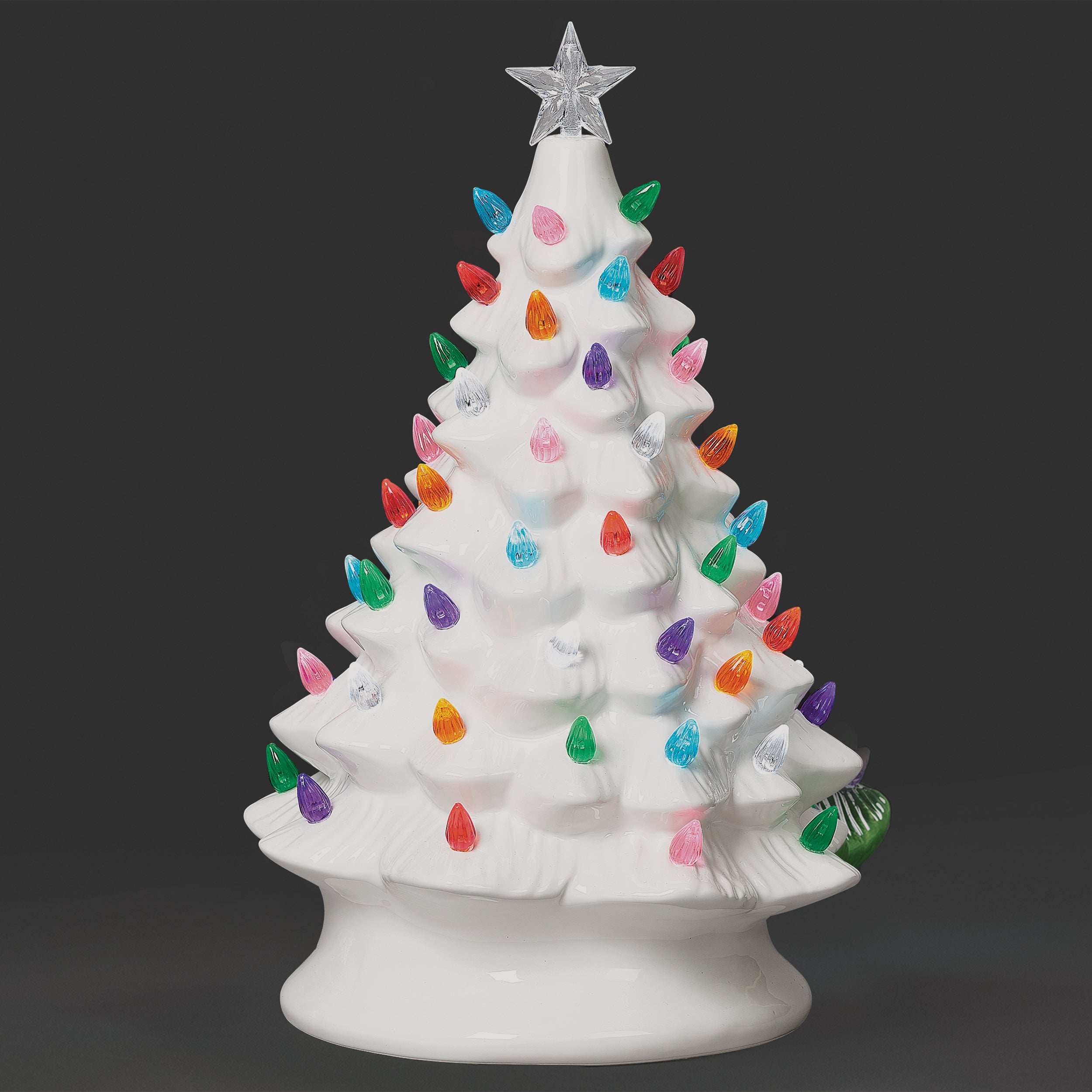 Lighted Vintage White Tree with Color Bulbs