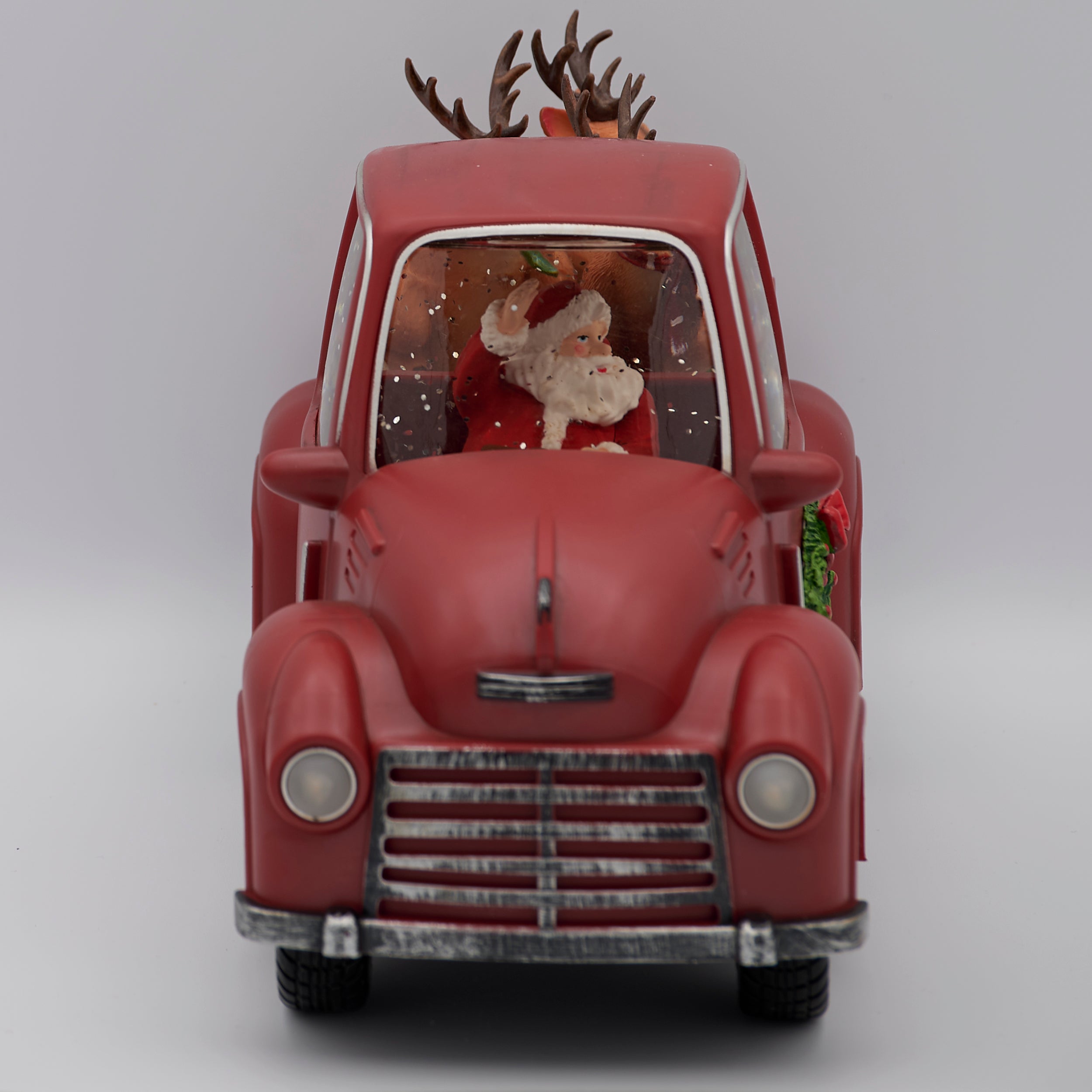 Confetti Lites Lighted Swirl Red Truck with Santa Driving & Reindeer