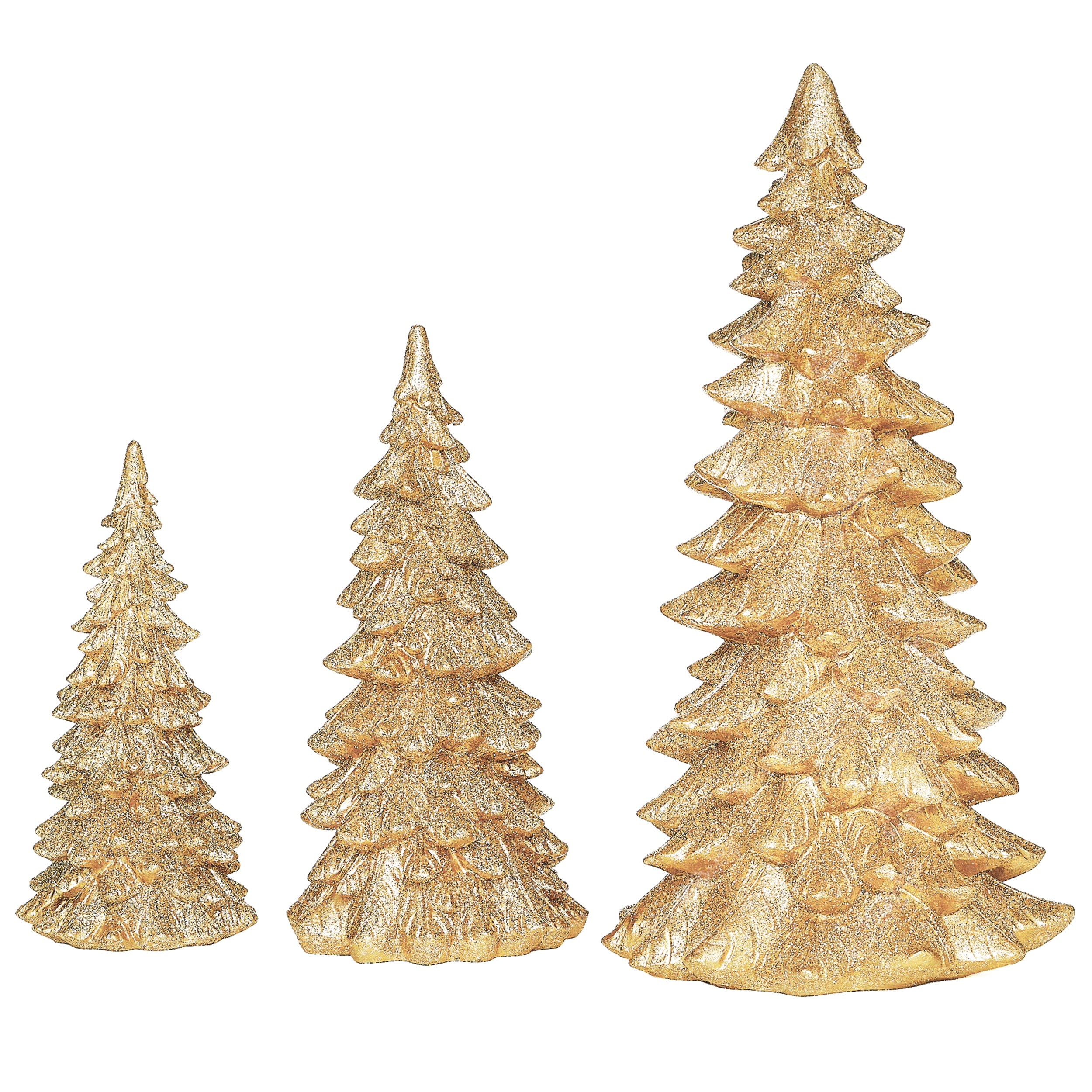 Gold Glitter Trees Set