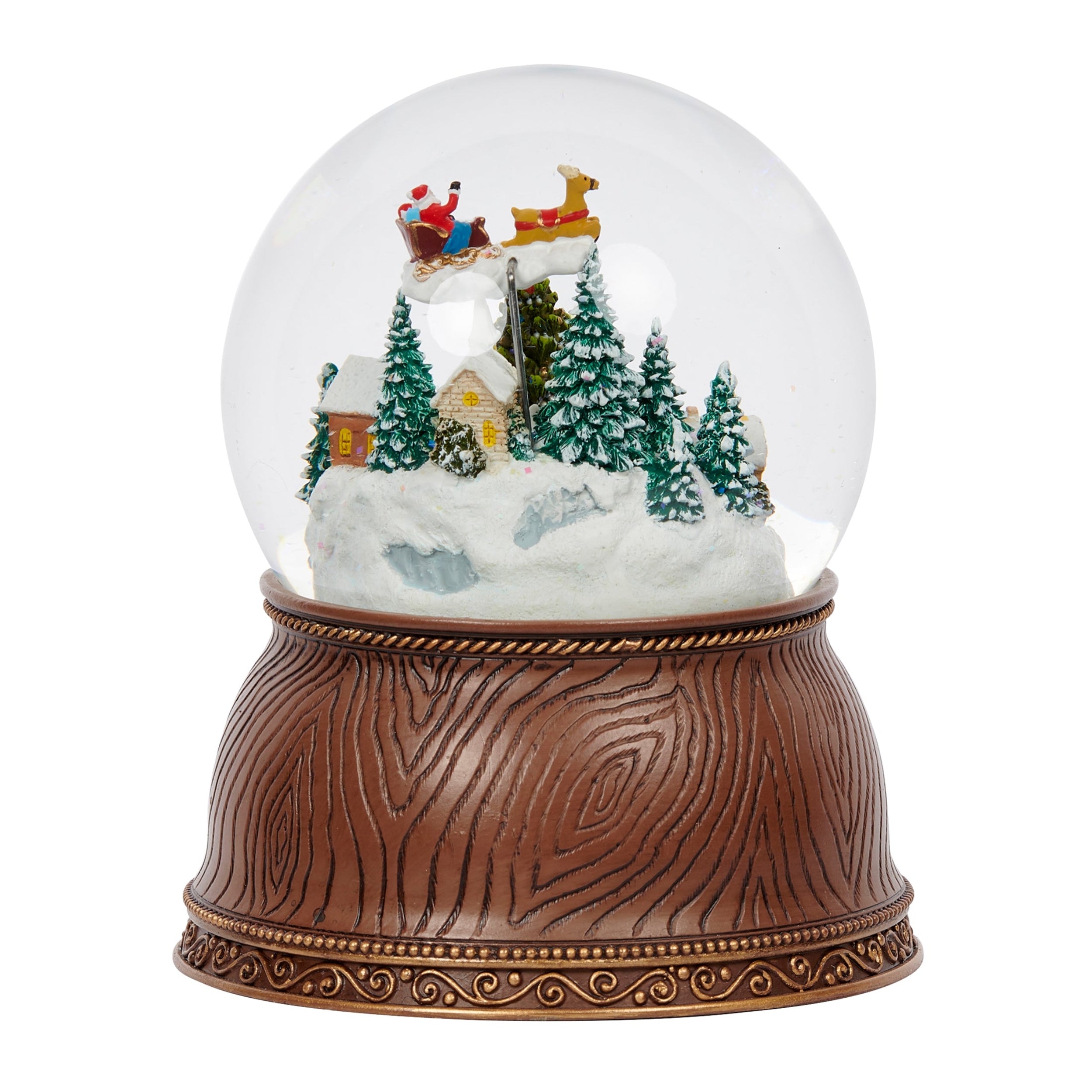 Snow globe with Santa Claus and reindeer on a white background