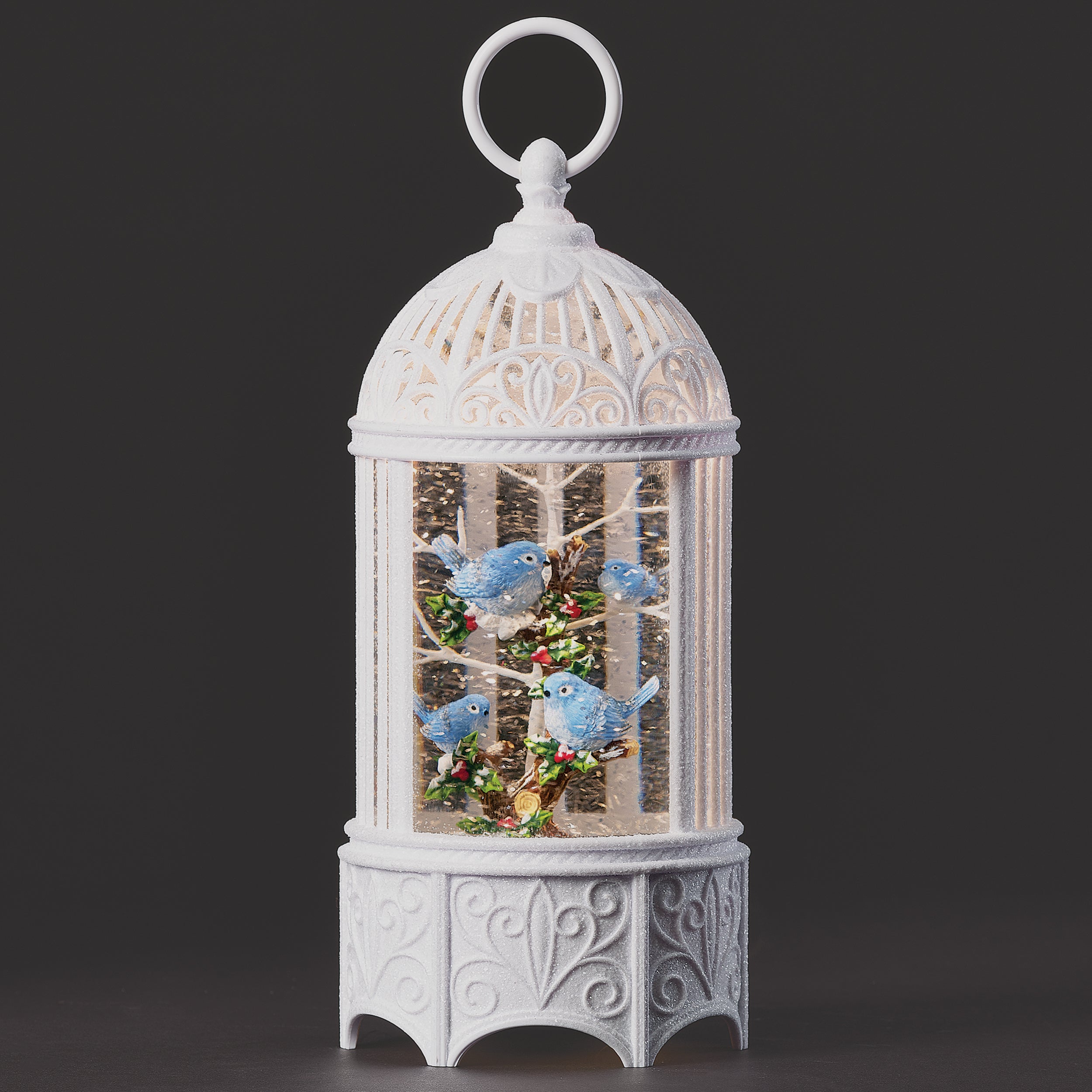 Confetti Lites Lighted Swirl Birdcage with Bluebird & Holly