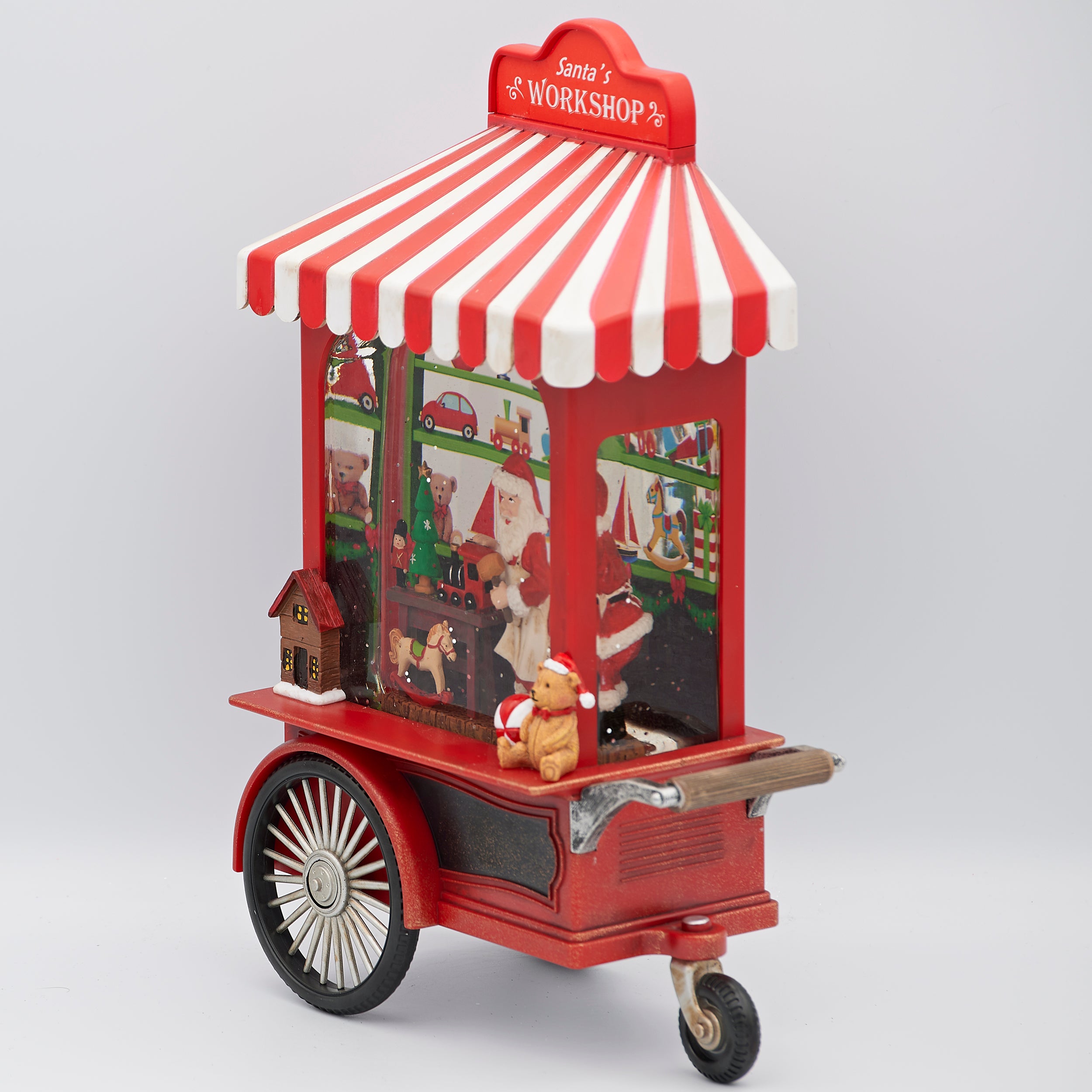 Confetti LitesLighted Swirl Toyshop Cart with Santa