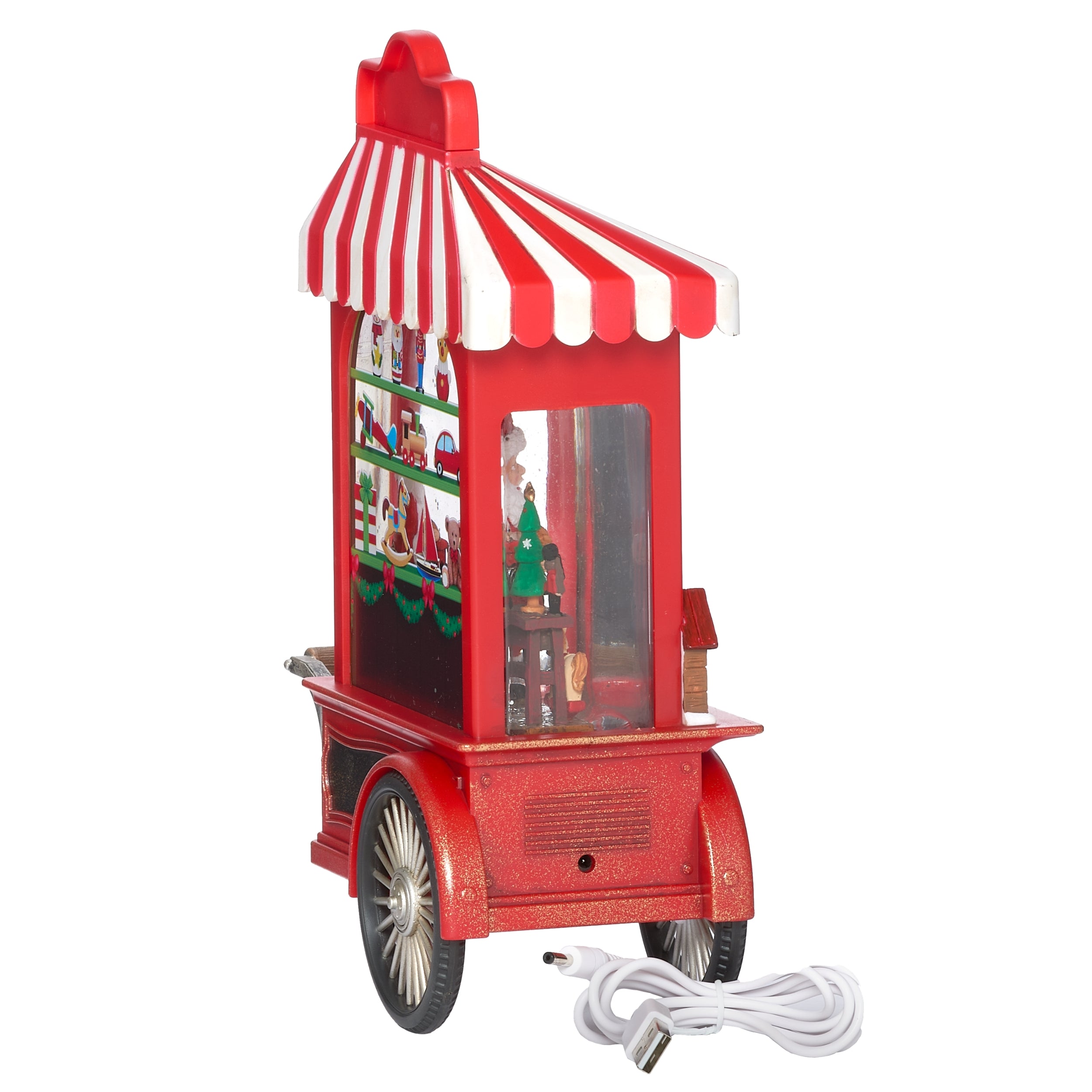 Confetti Lites Lighted Swirl Toyshop Cart with Santa