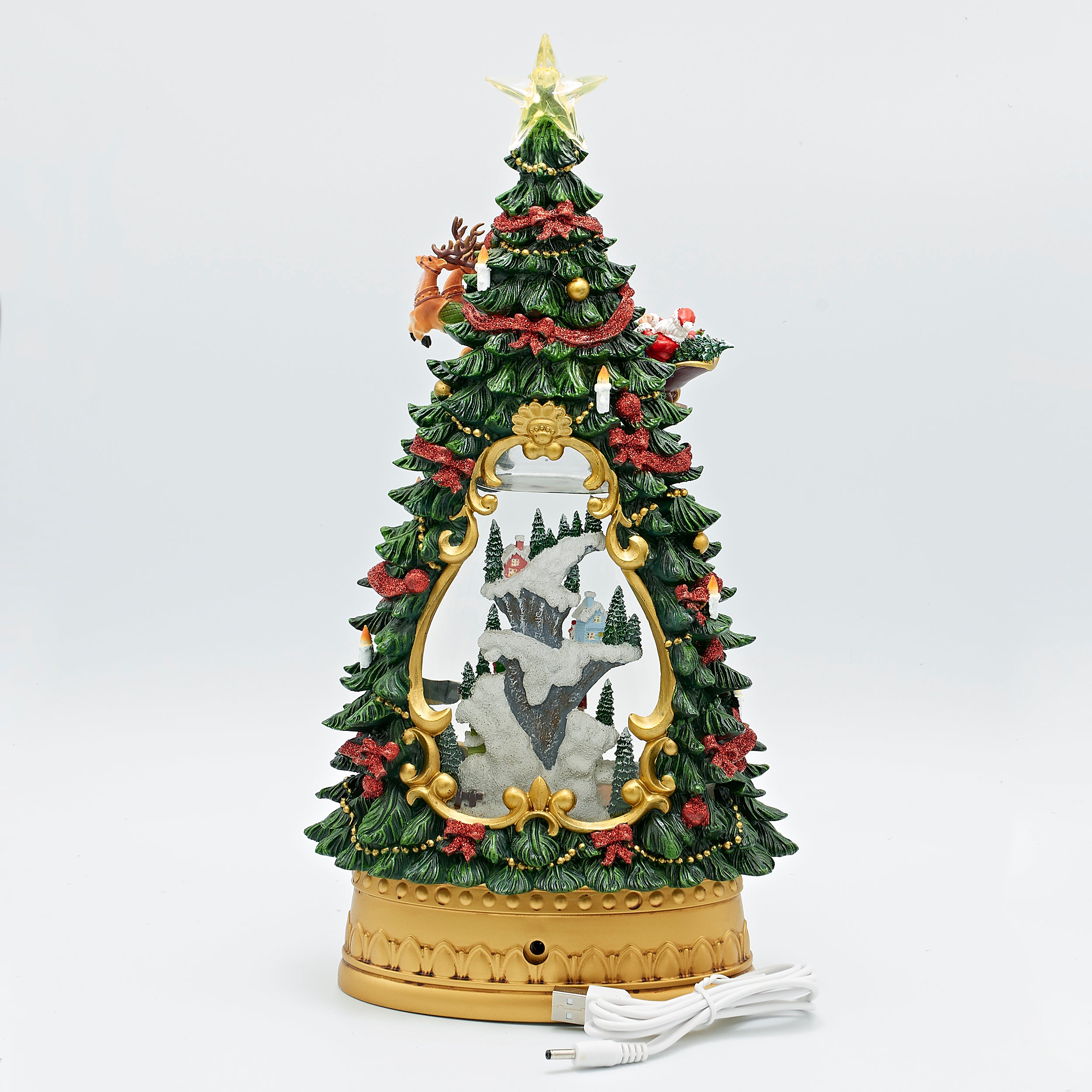 Confetti Lites Lighted Swirl Village with Santa Sleigh, Church & Christmas Tree