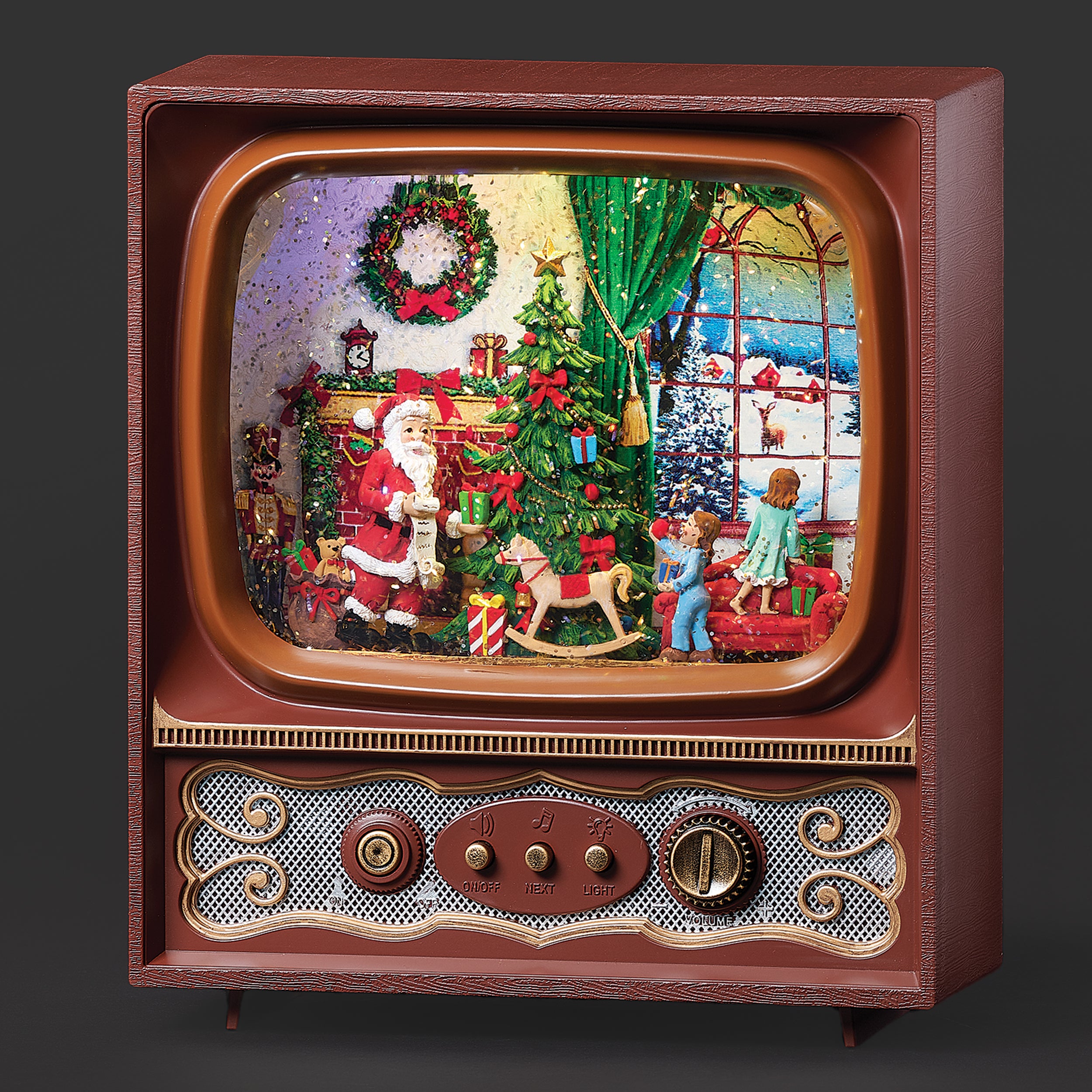 Confetti Lites Lighted Musical Swirl Retro TV with Santa & Kids