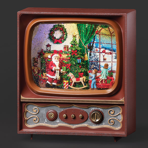 Confetti Lites Lighted Musical Swirl Retro TV with Santa & Kids
