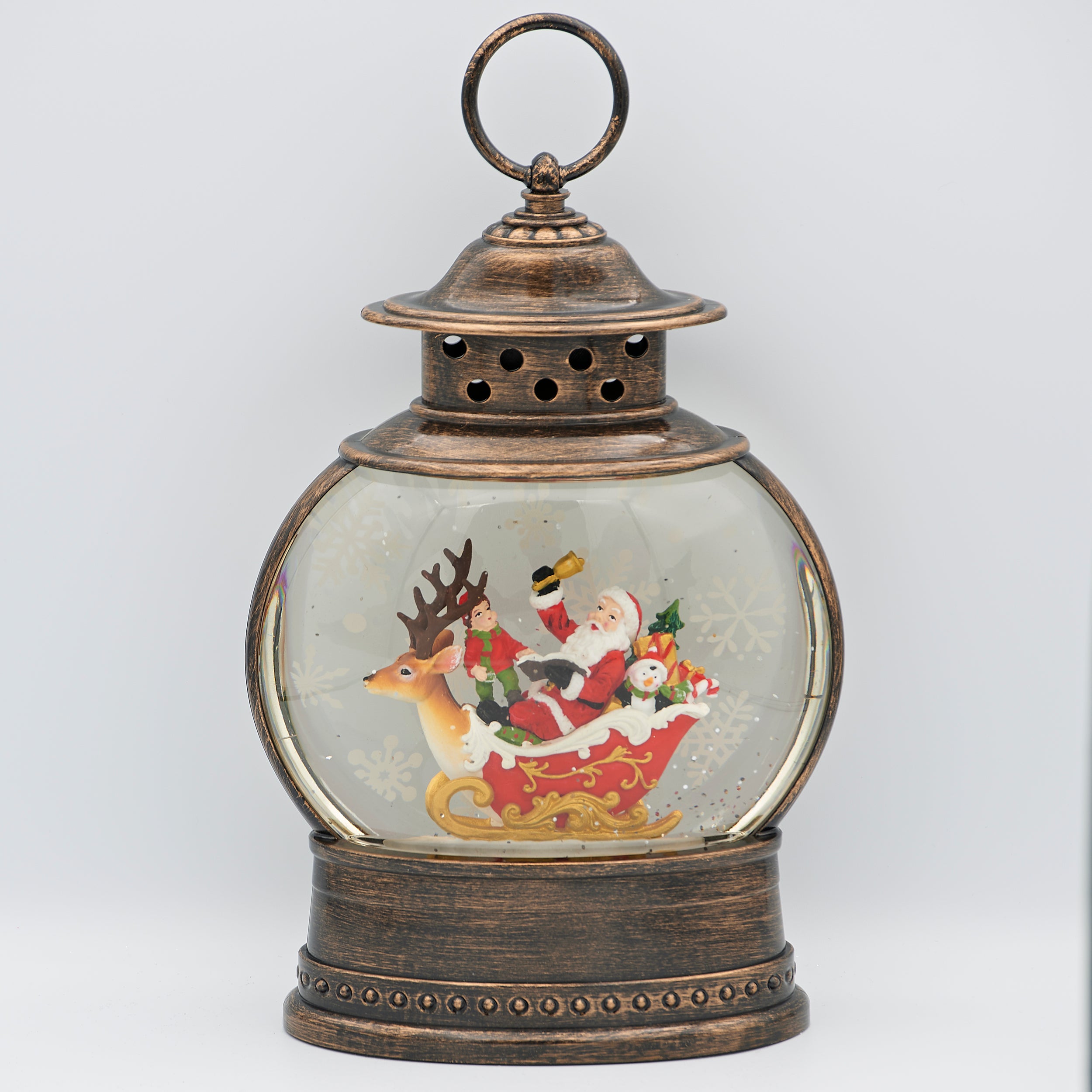 Confetti Lites Lighted Swirl Lantern with Santa & Reindeer