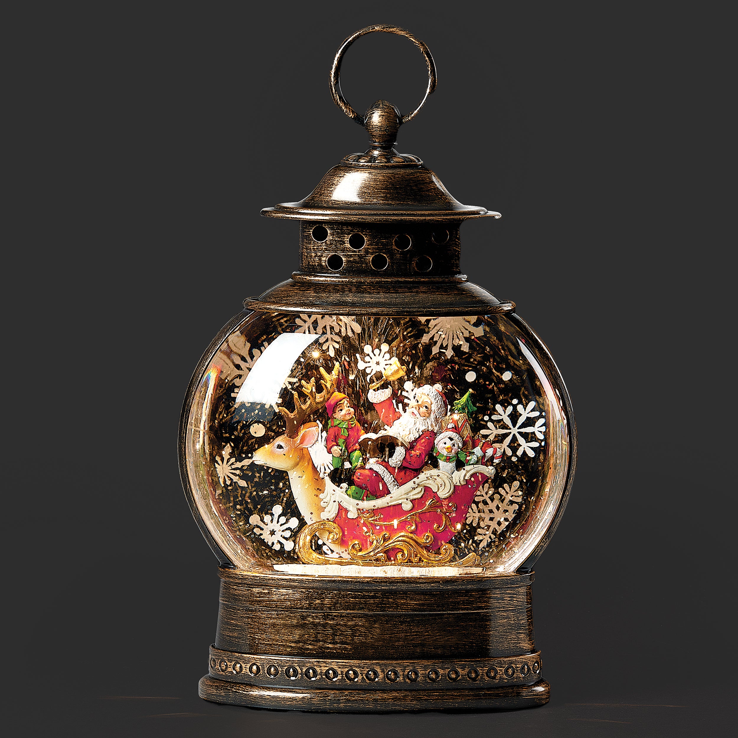 Confetti Lites Lighted Swirl Lantern with Santa & Reindeer