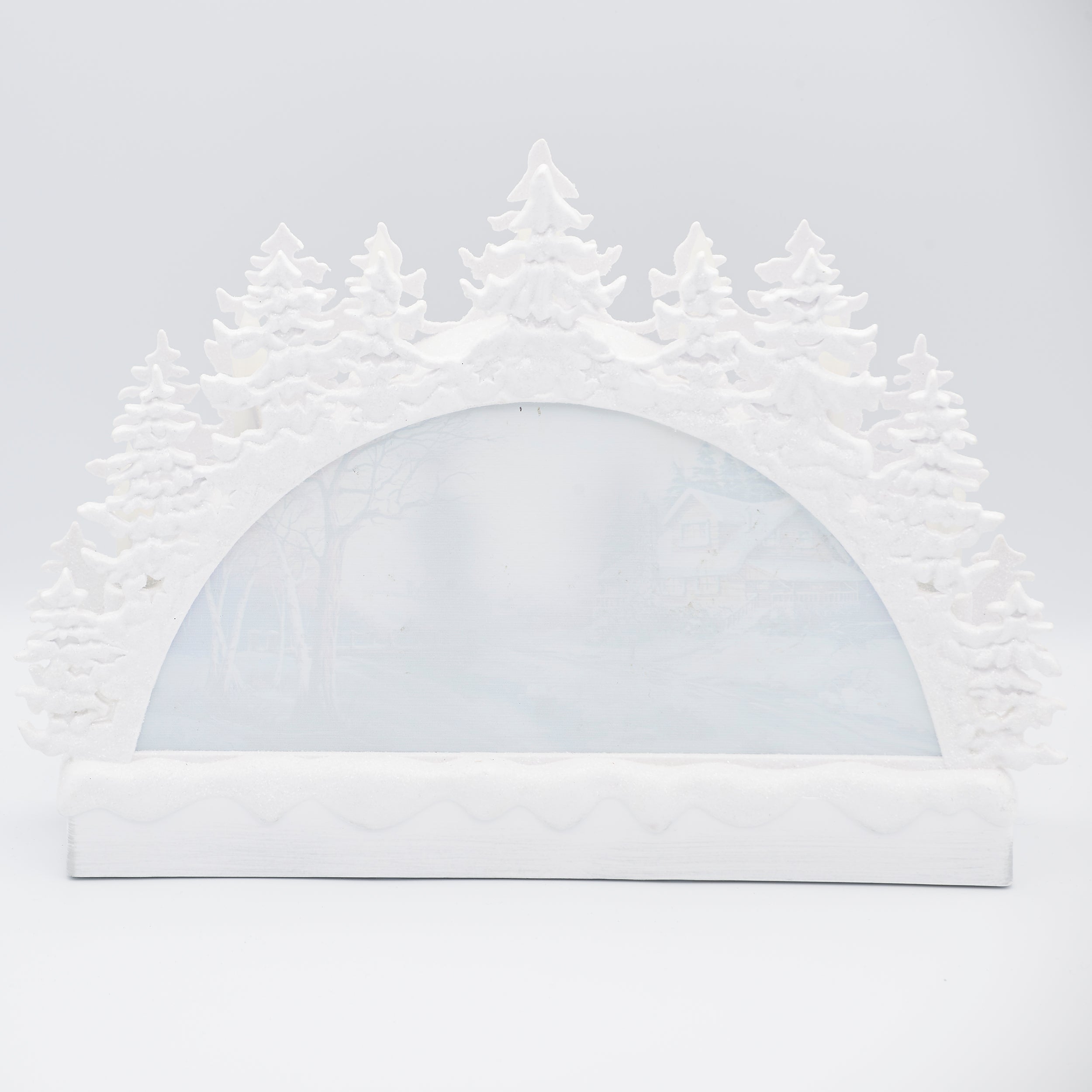 Confetti Lites Lighted Swirl Tree Arch with Cardinals on Snowy Branch Scene