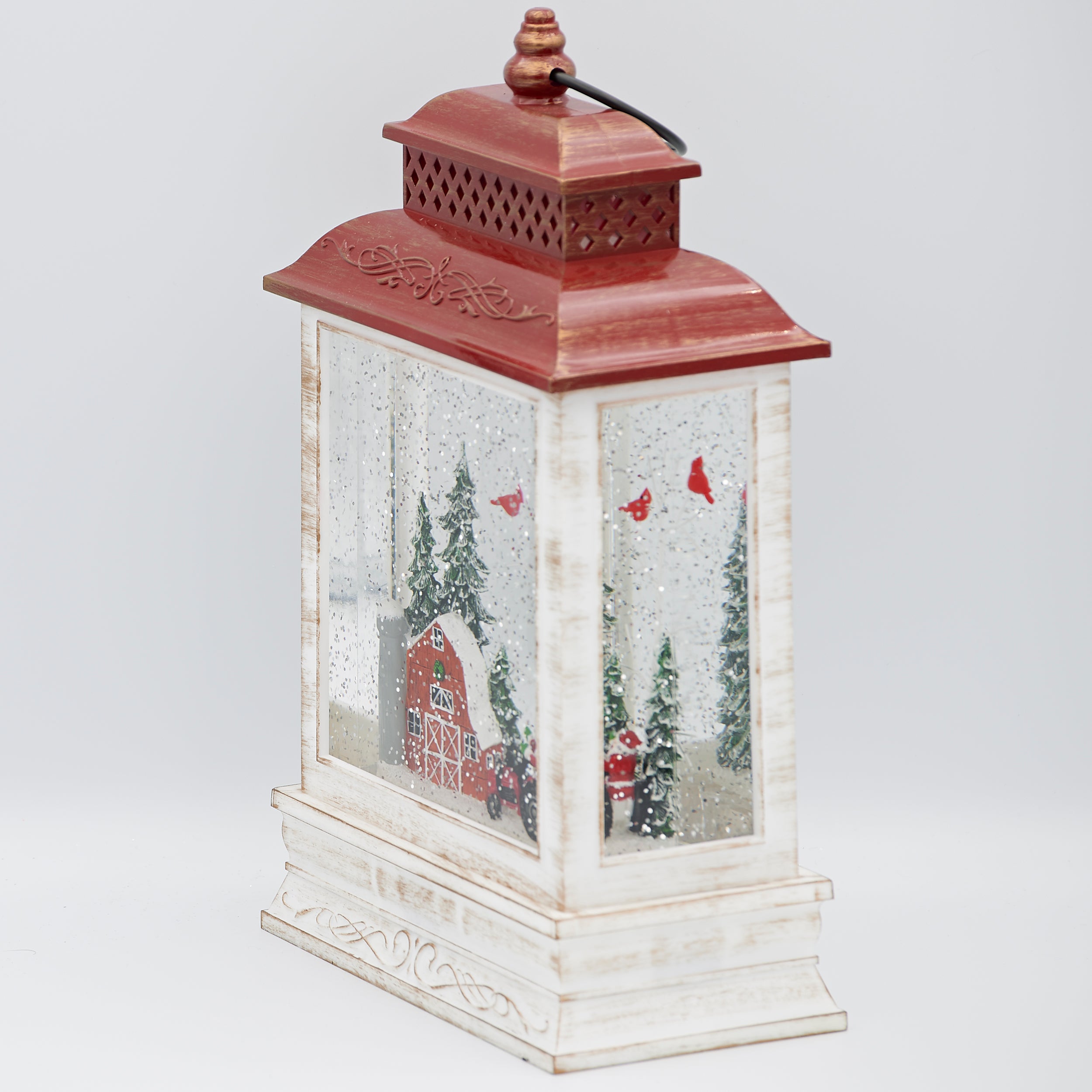 Confetti Lites Lighted Swirl Lantern with Farmer Santa on Tractor