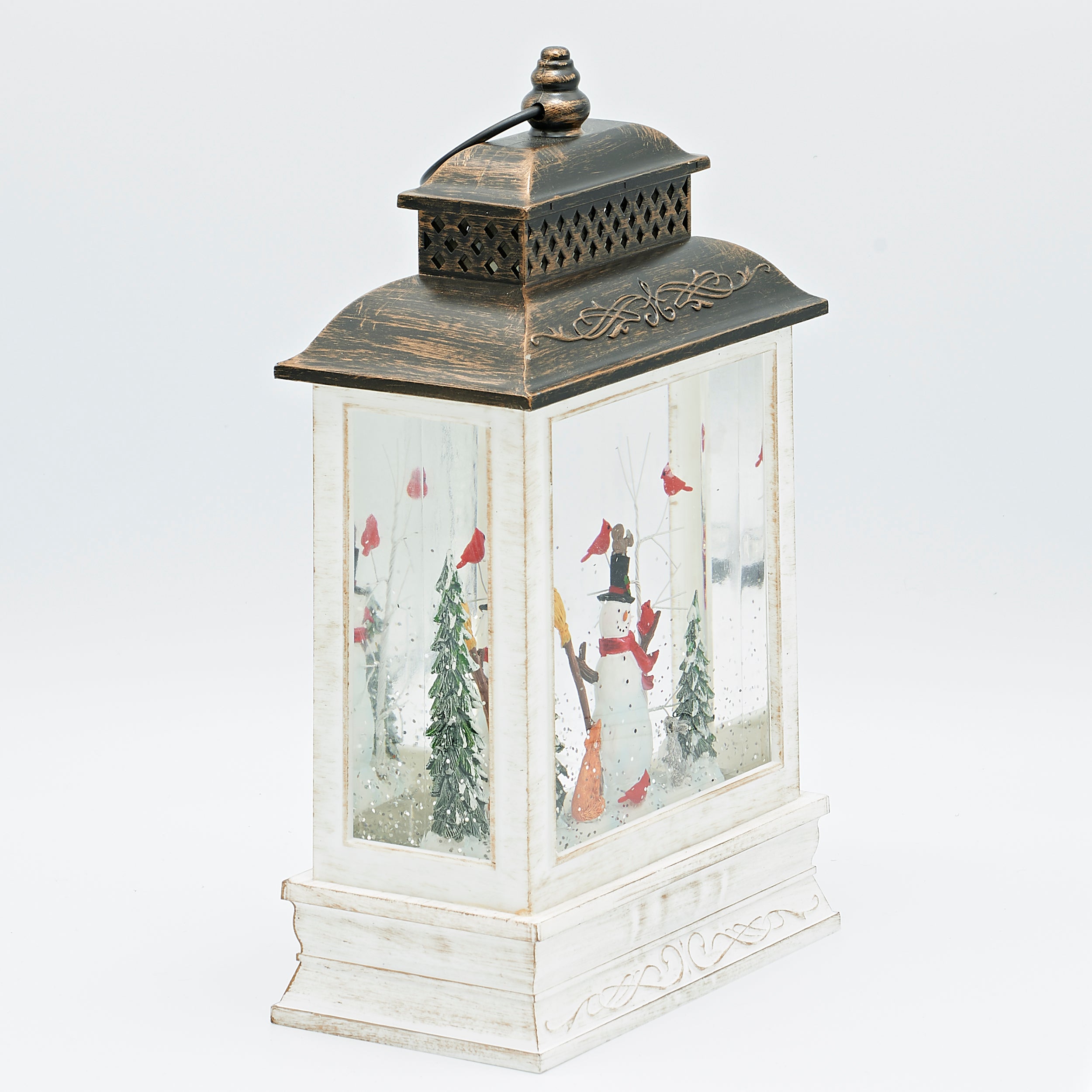 Confetti Lites Lighted Swirl Snowman Square Lantern with Forest Animals