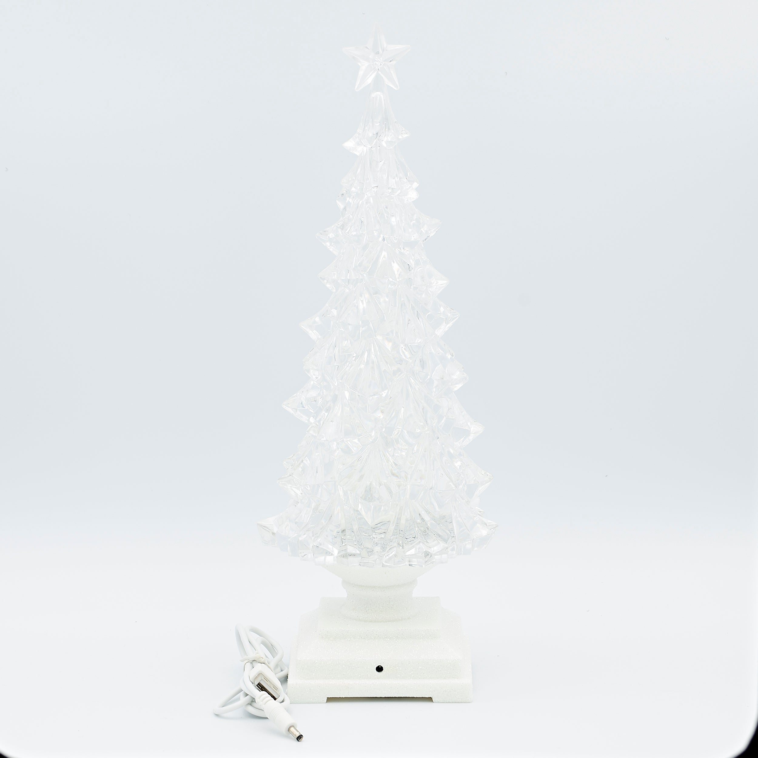 Confetti Lites Lighted Swirl Clear Tree with White Square Base