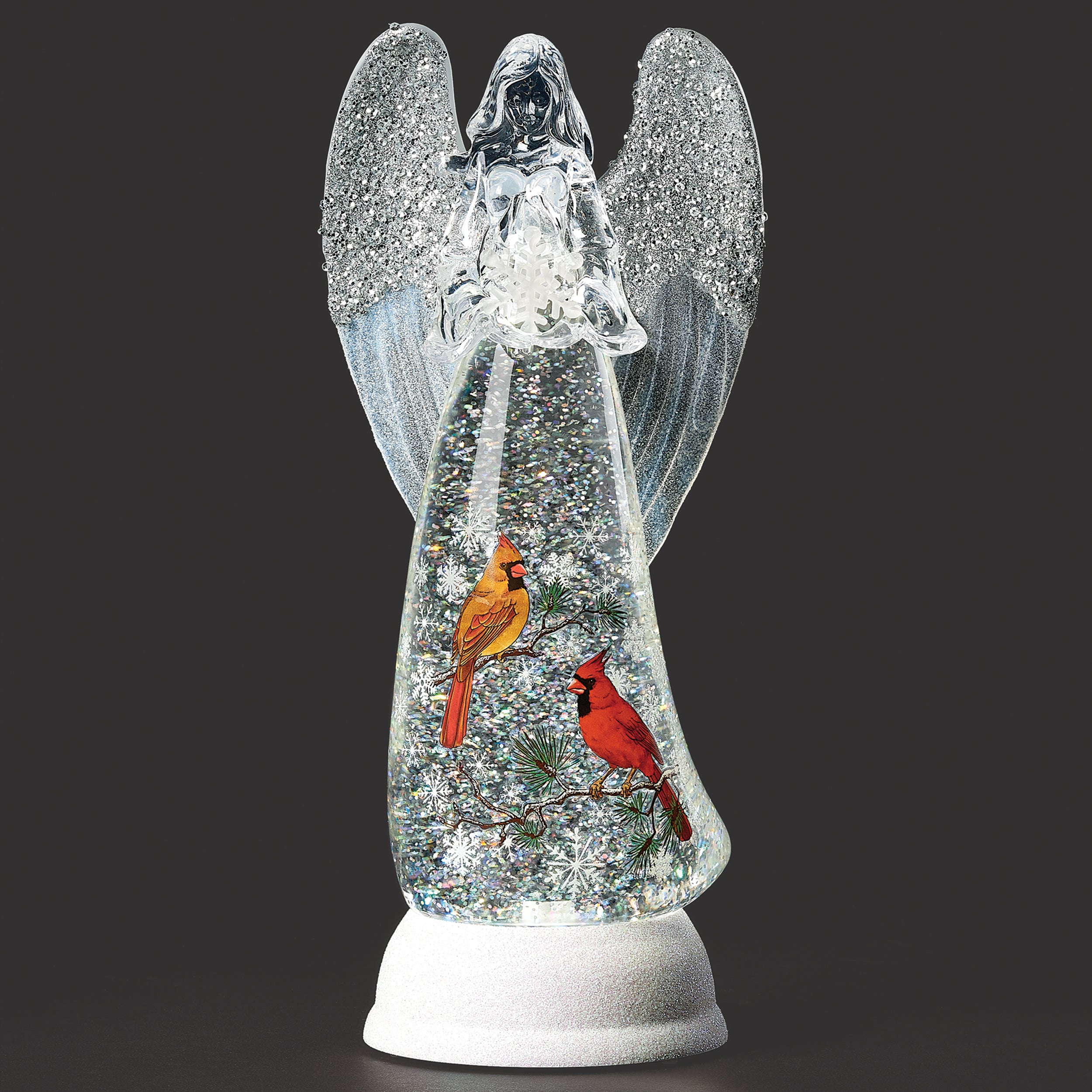 Confetti Lites Lighted Swirl Angel with Cardinal Scene Print