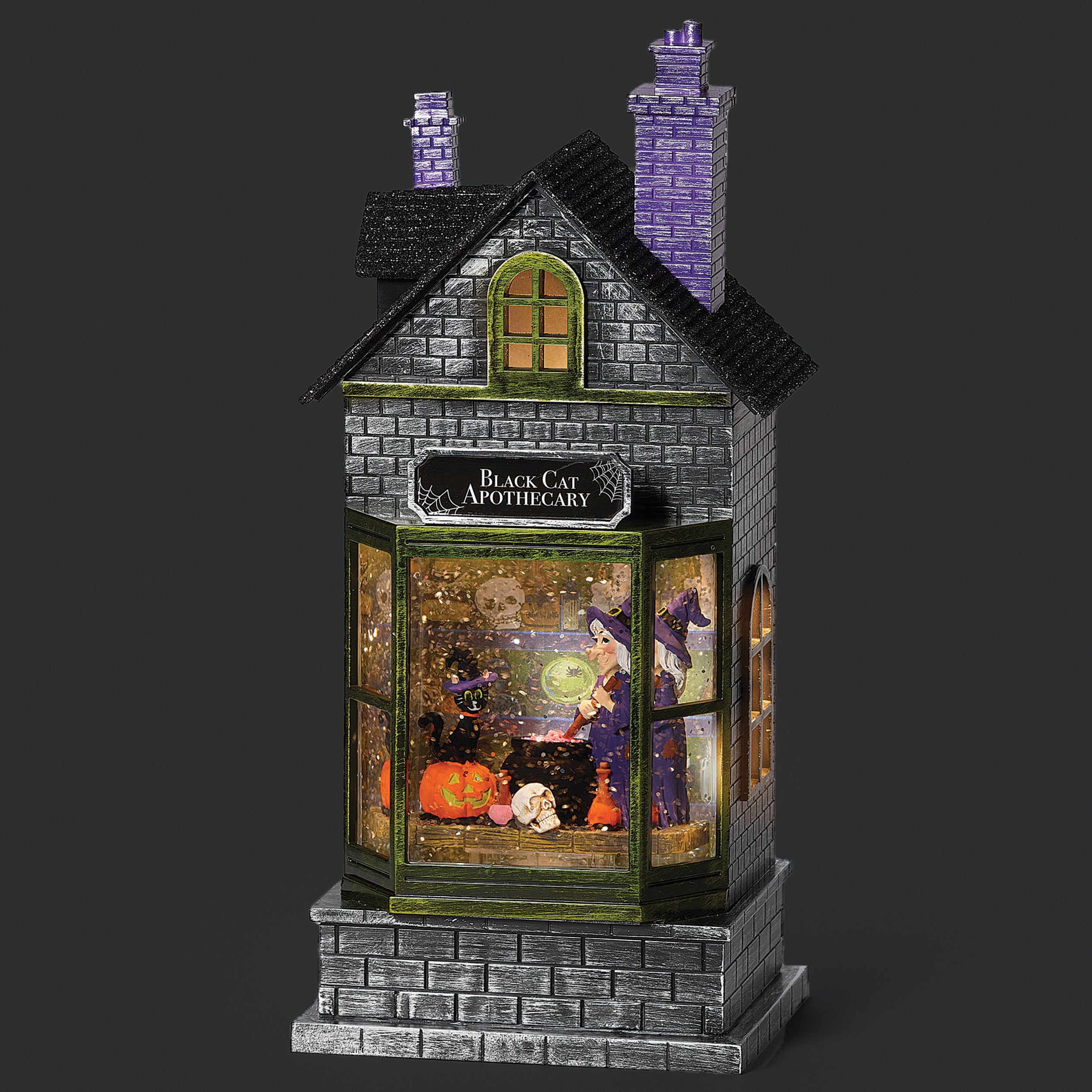 Glitterdome Lighted Swirl Potion Shop with Witch