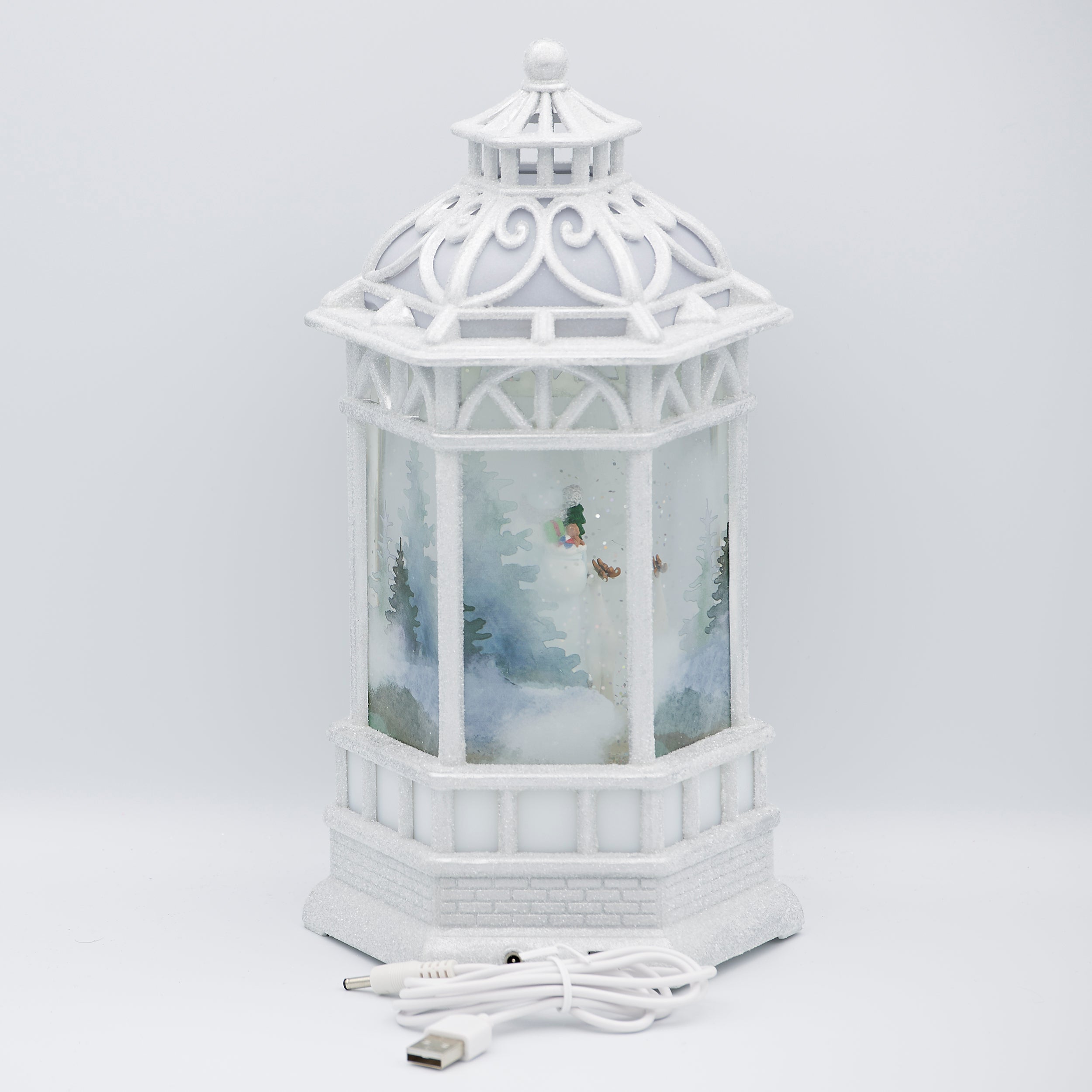 Confetti Lites Lighted Swirl White Gazebo with Santa & Reindeer