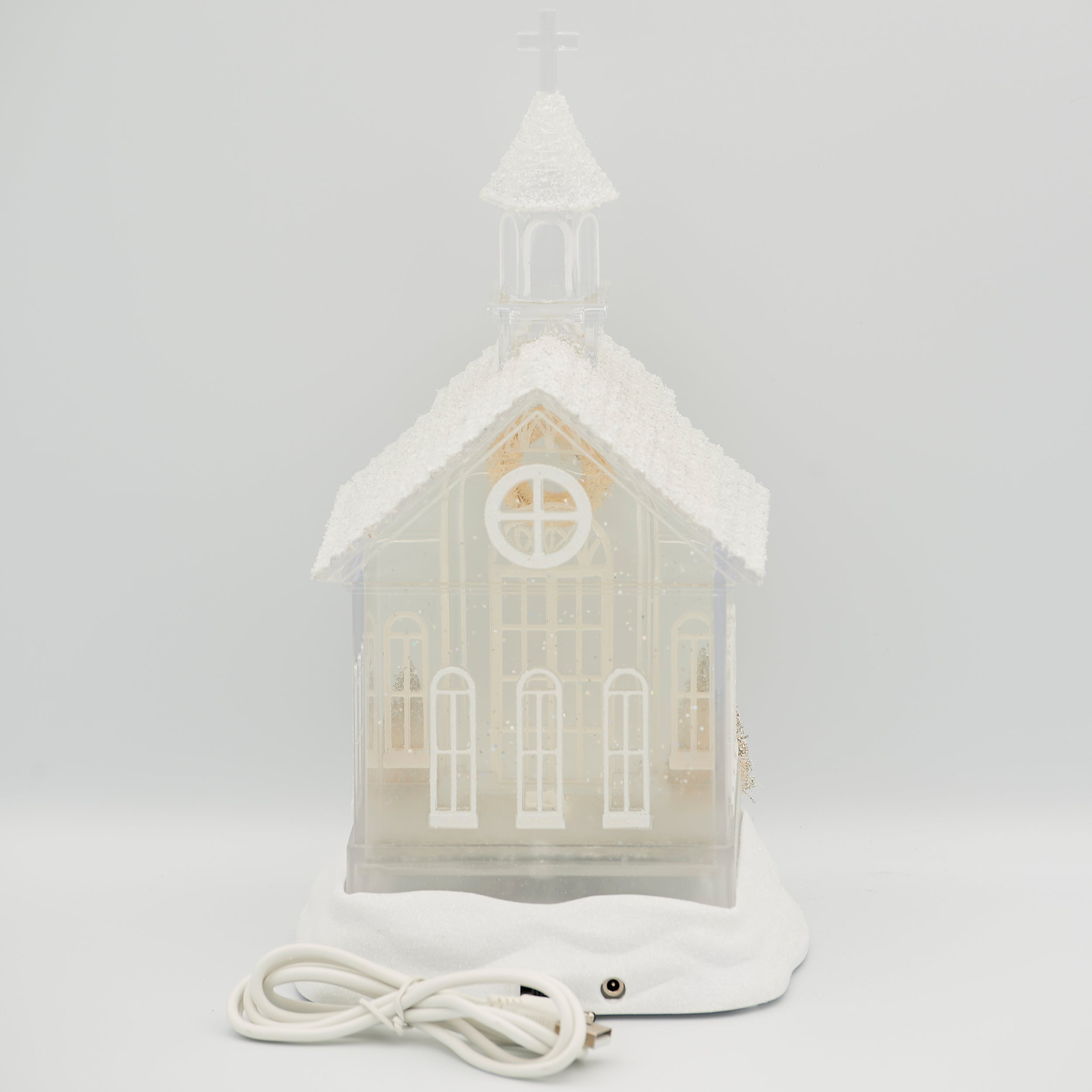 Confetti Lites Lighted Swirl Church with Gold Trees & Wreath