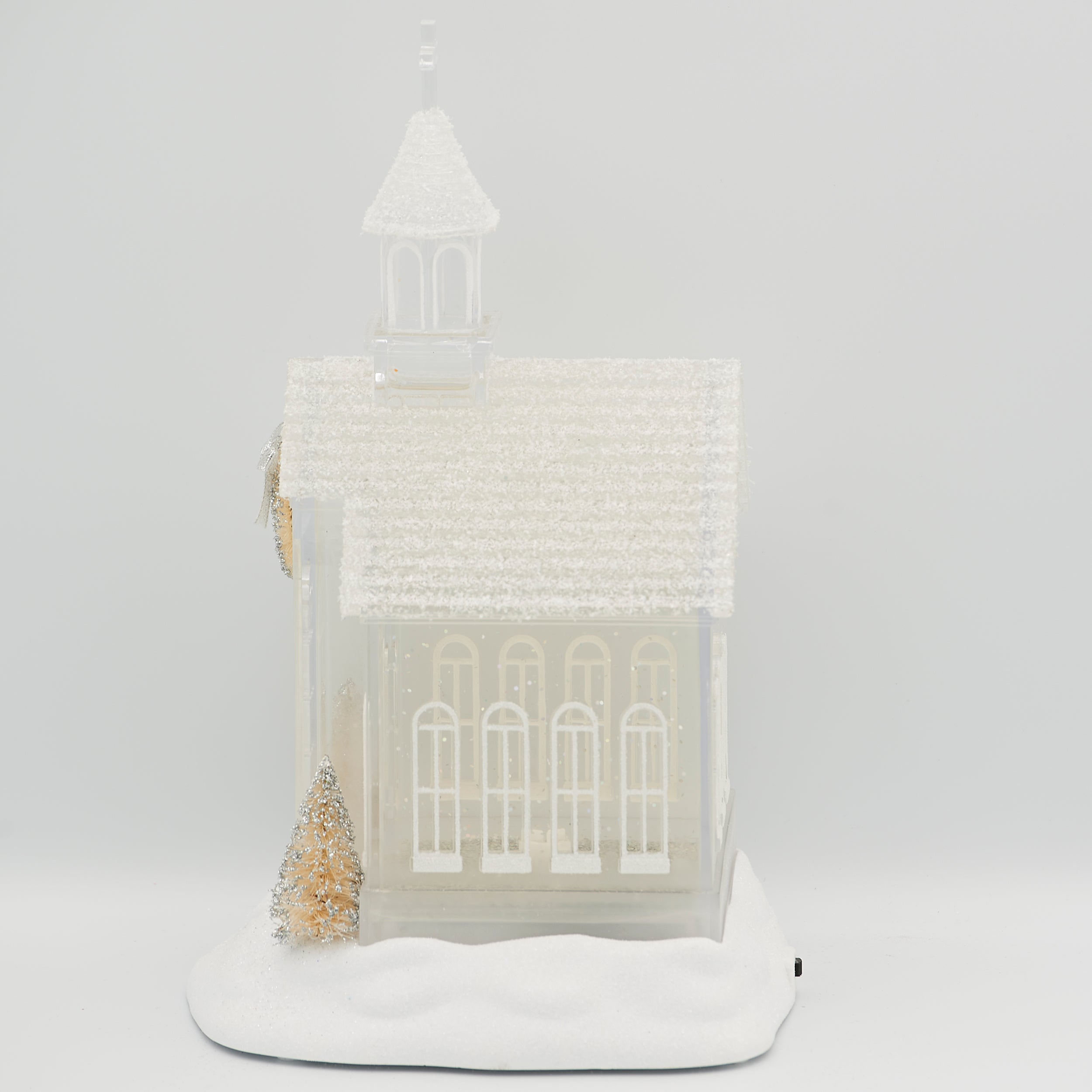 Confetti Lites Lighted Swirl Church with Gold Trees & Wreath