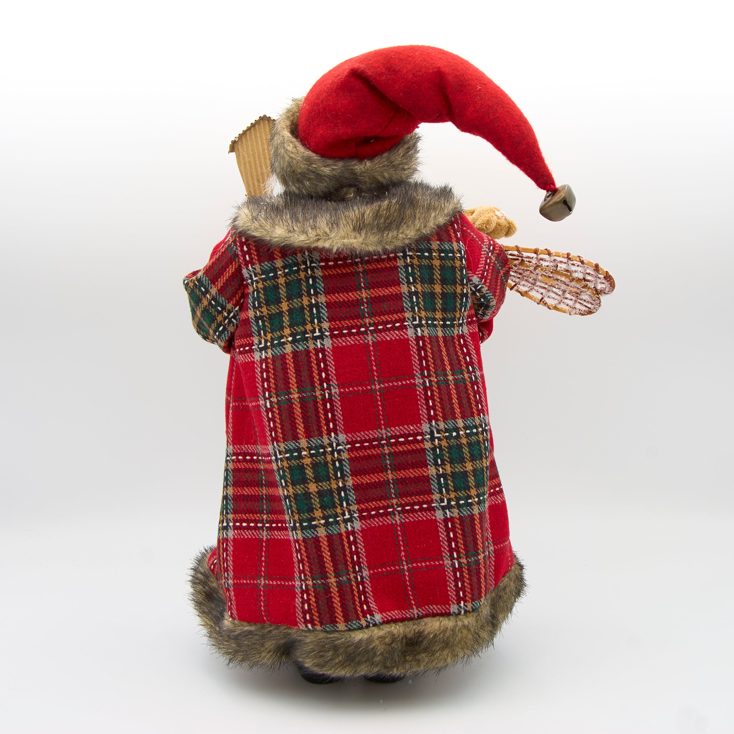 Santa with Red Jacket & Cardinal Birdhouse Figure