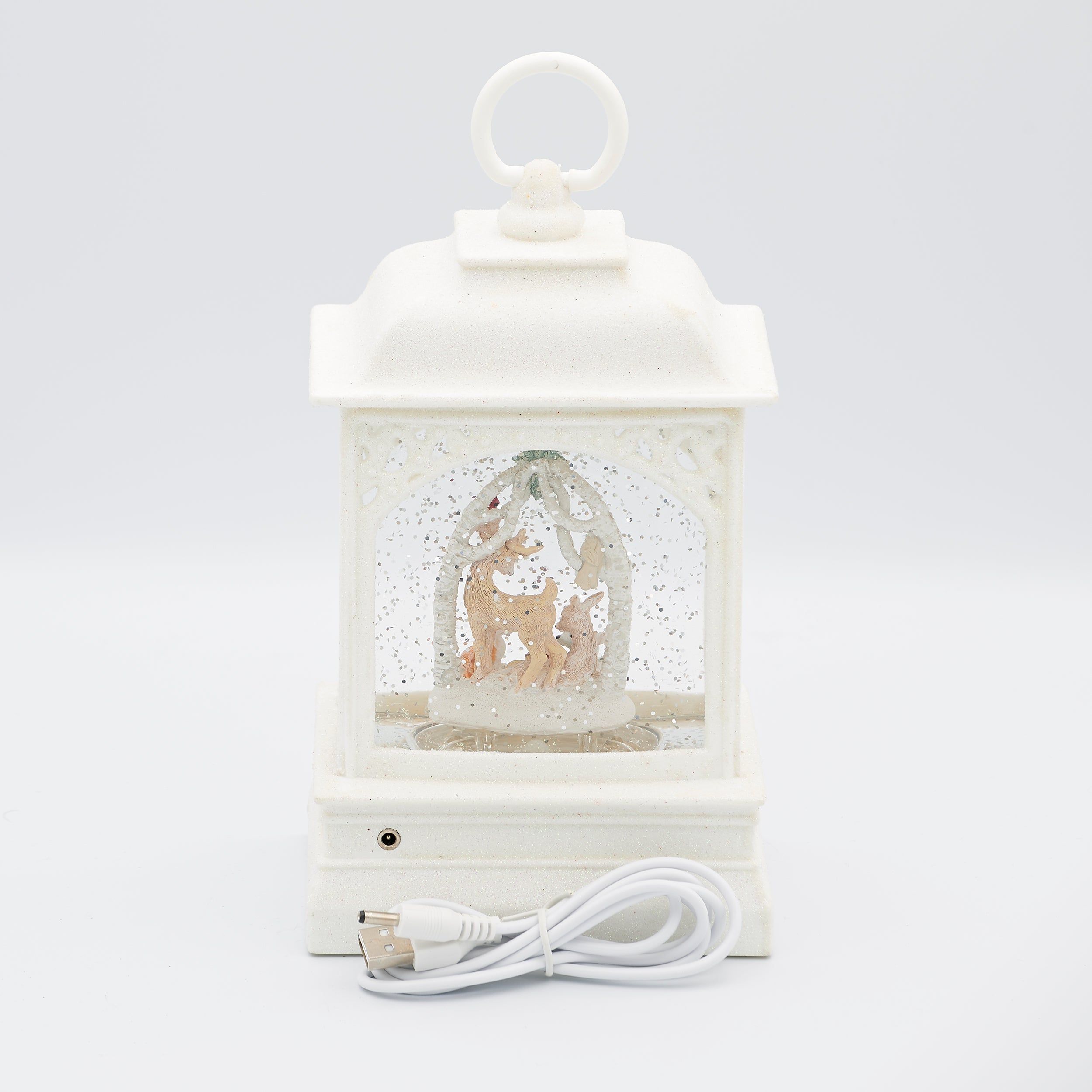 Confetti Lites Lighted Swirl White Lantern with Woodland Pageant