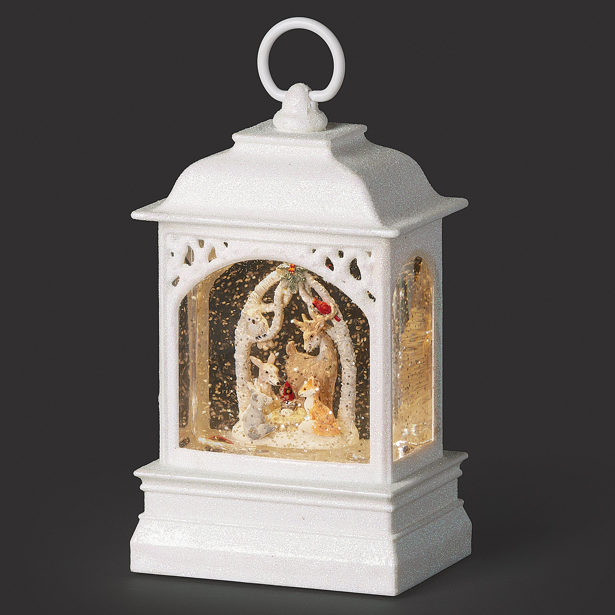 Confetti Lites Lighted Swirl White Lantern with Woodland Pageant