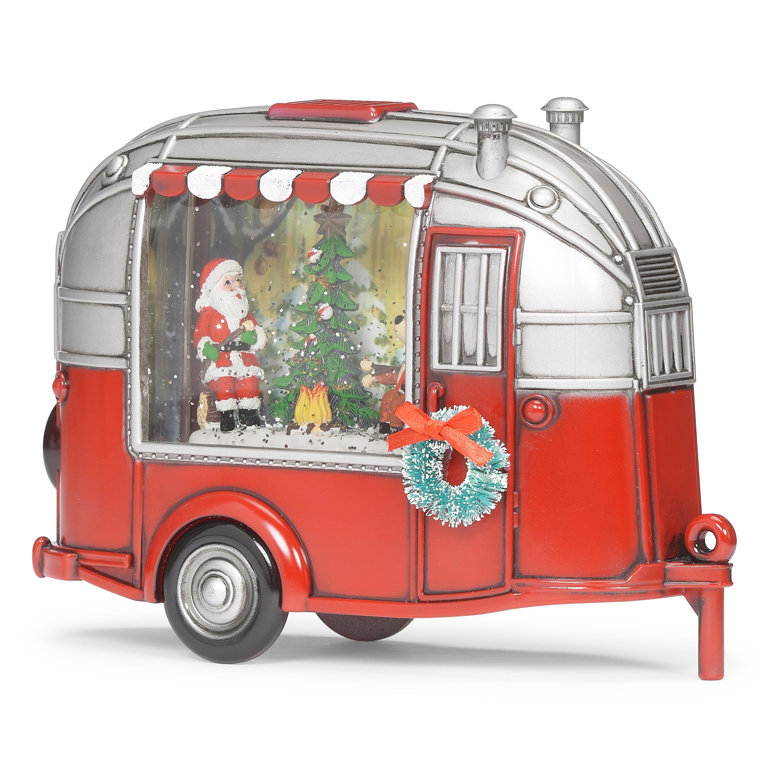 Confetti Lites Lighted Swirl Vintage Camper with Santa & Reindeer Campfire