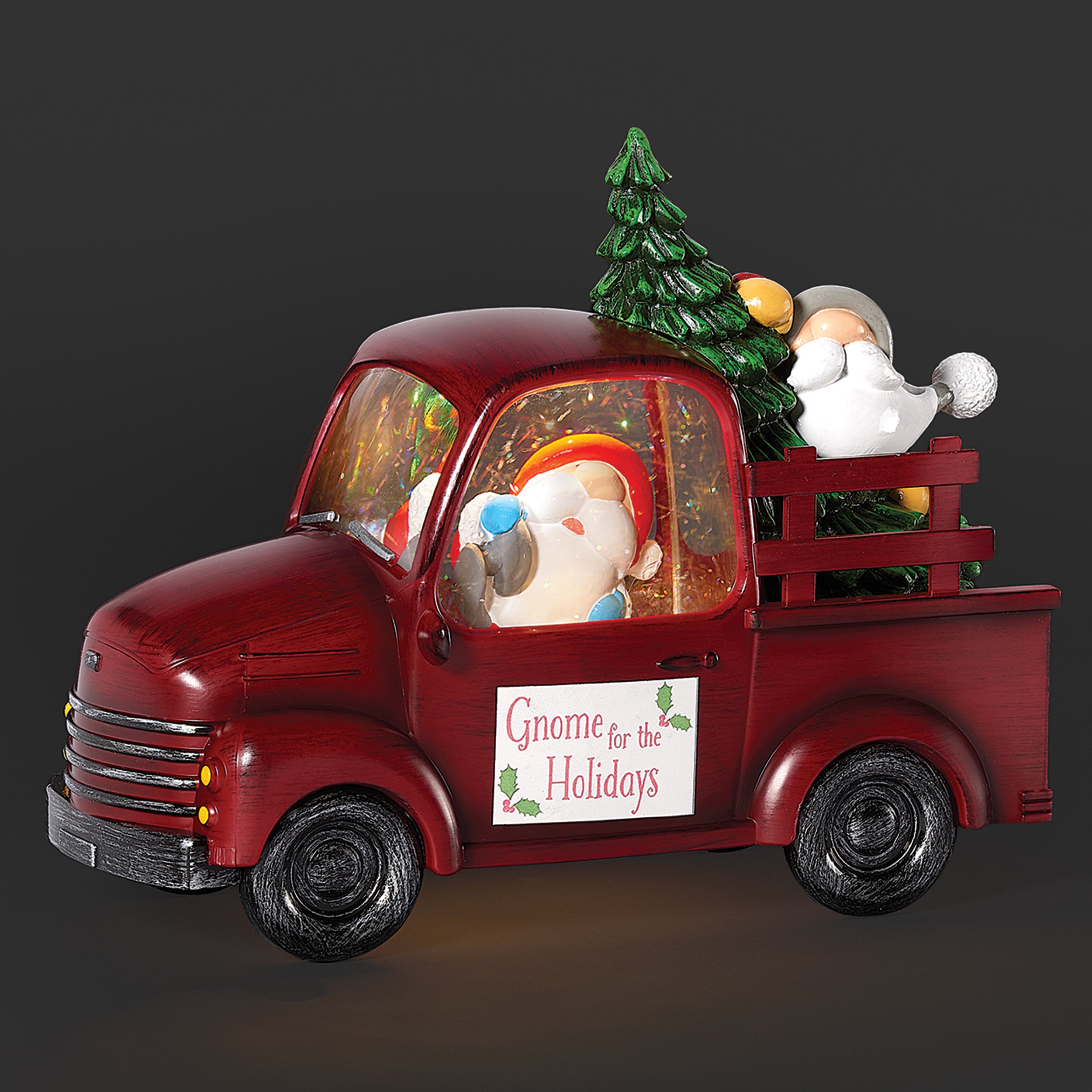 Confetti Lites Lighted Swirl Vintage Truck with Gnomes & Christmas Tree