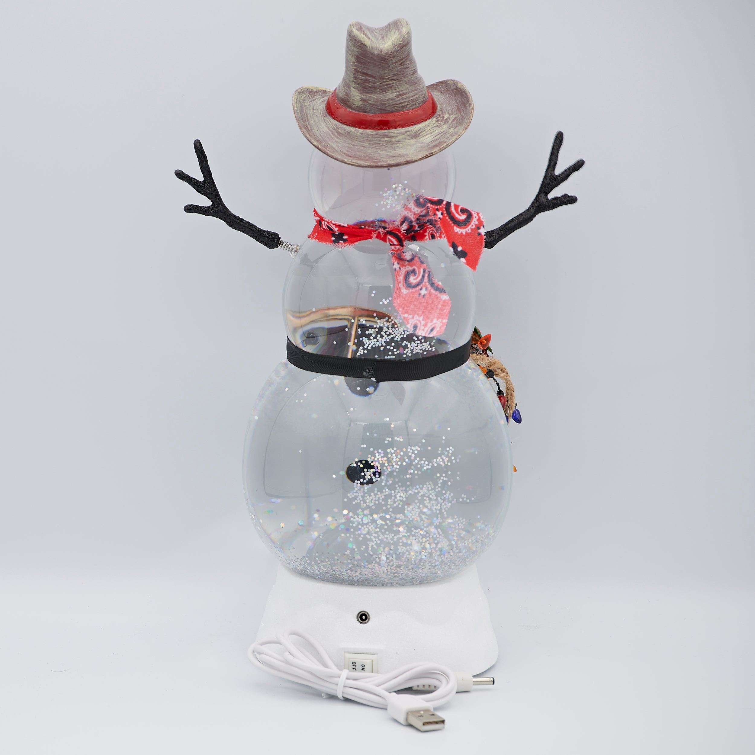Confetti Lites Lighted Swirl Cowboy Snowman with Christmas Lights Lasso