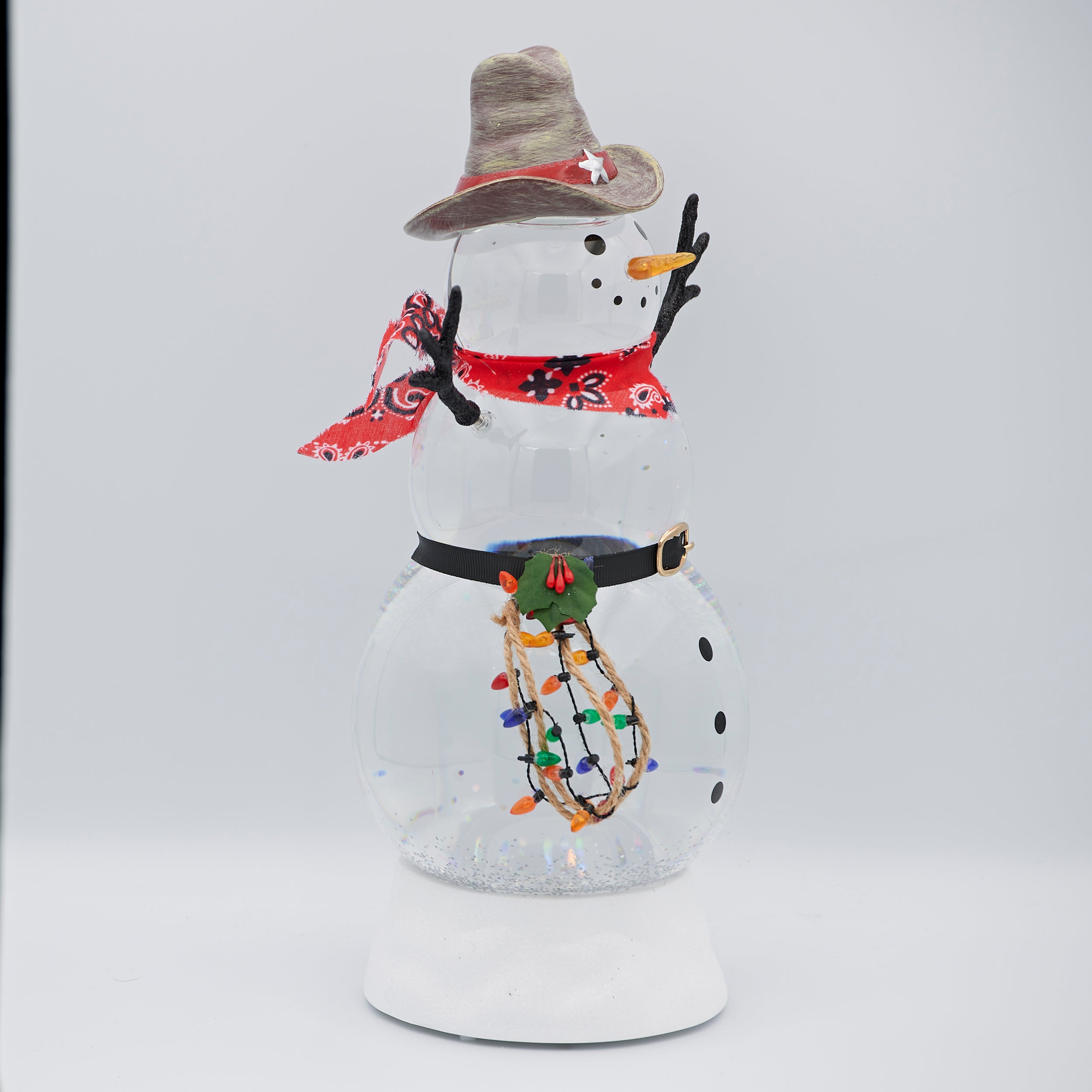 Confetti Lites Lighted Swirl Cowboy Snowman with Christmas Lights Lasso