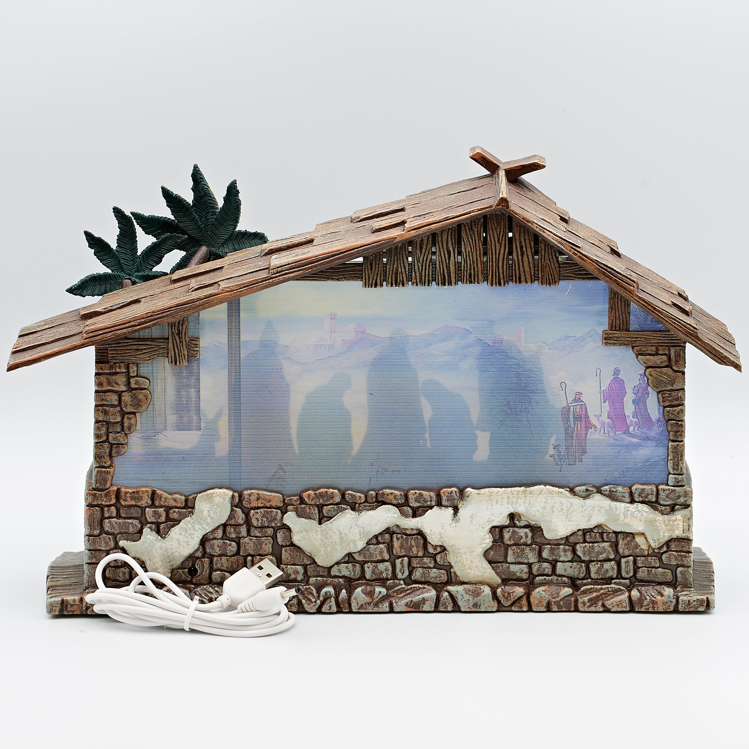 Confetti Lites Lighted Musical Swirl Nativity Stable