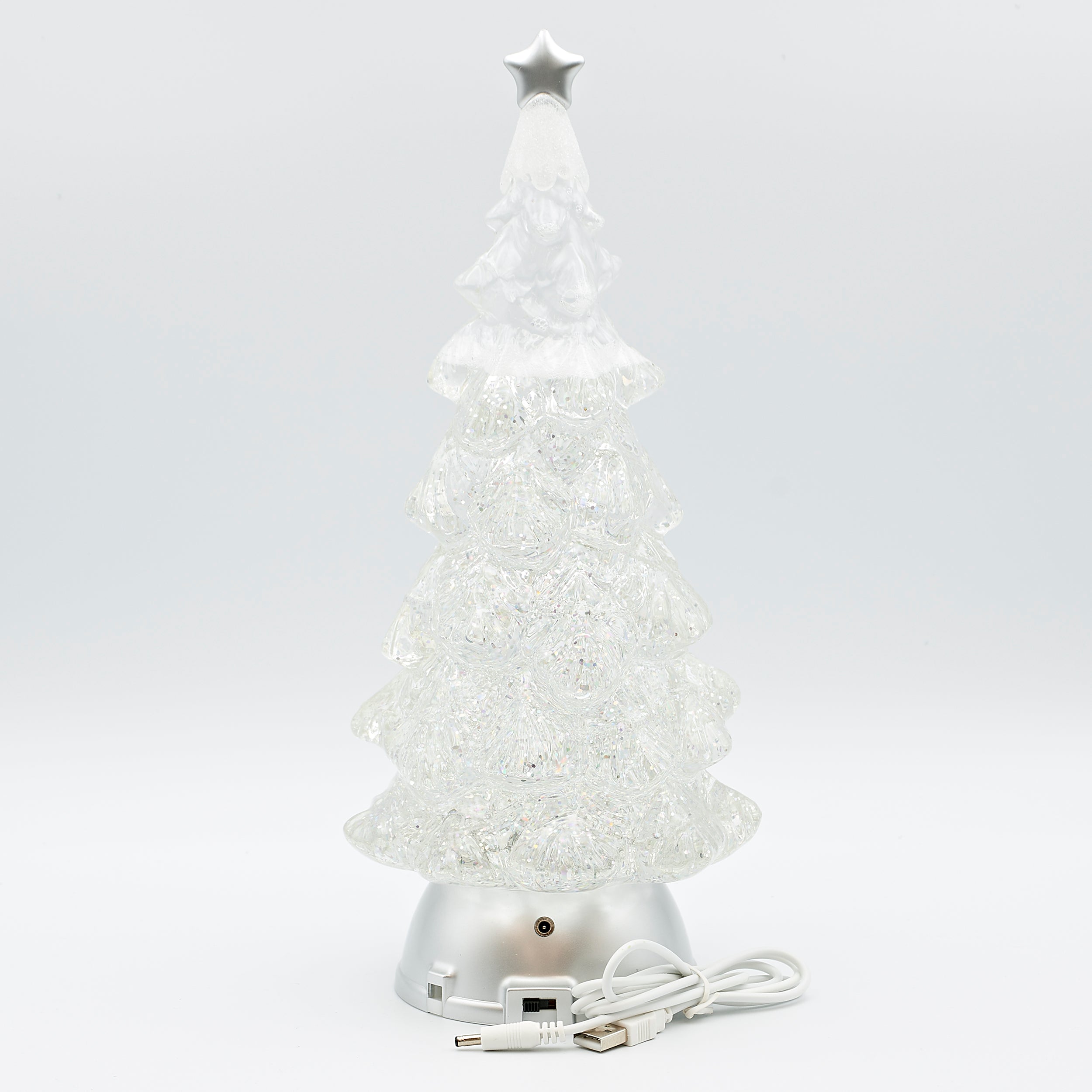Confetti Lites Lighted Swirl Clear Tree with Silver Star & Base