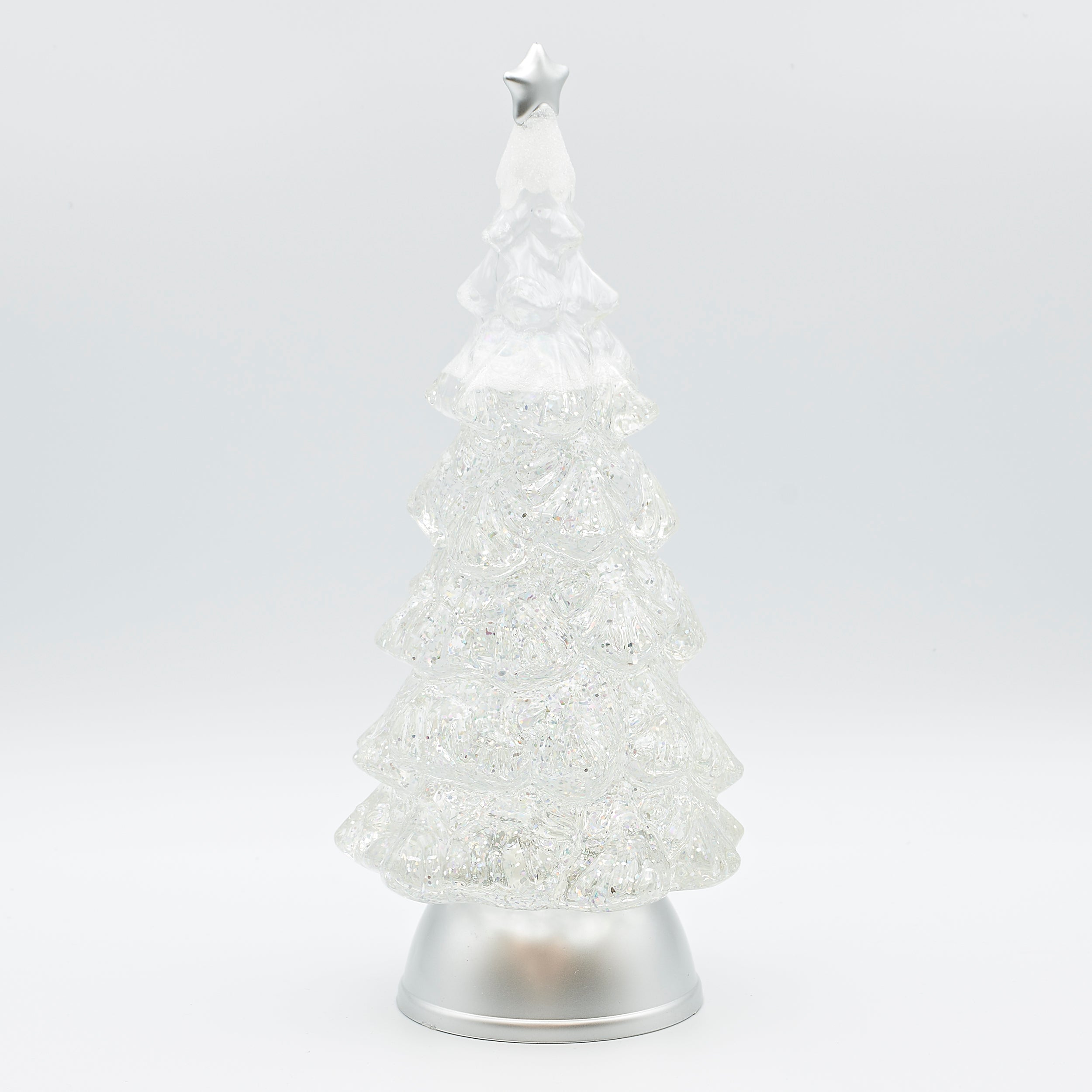 Confetti Lites Lighted Swirl Clear Tree with Silver Star & Base