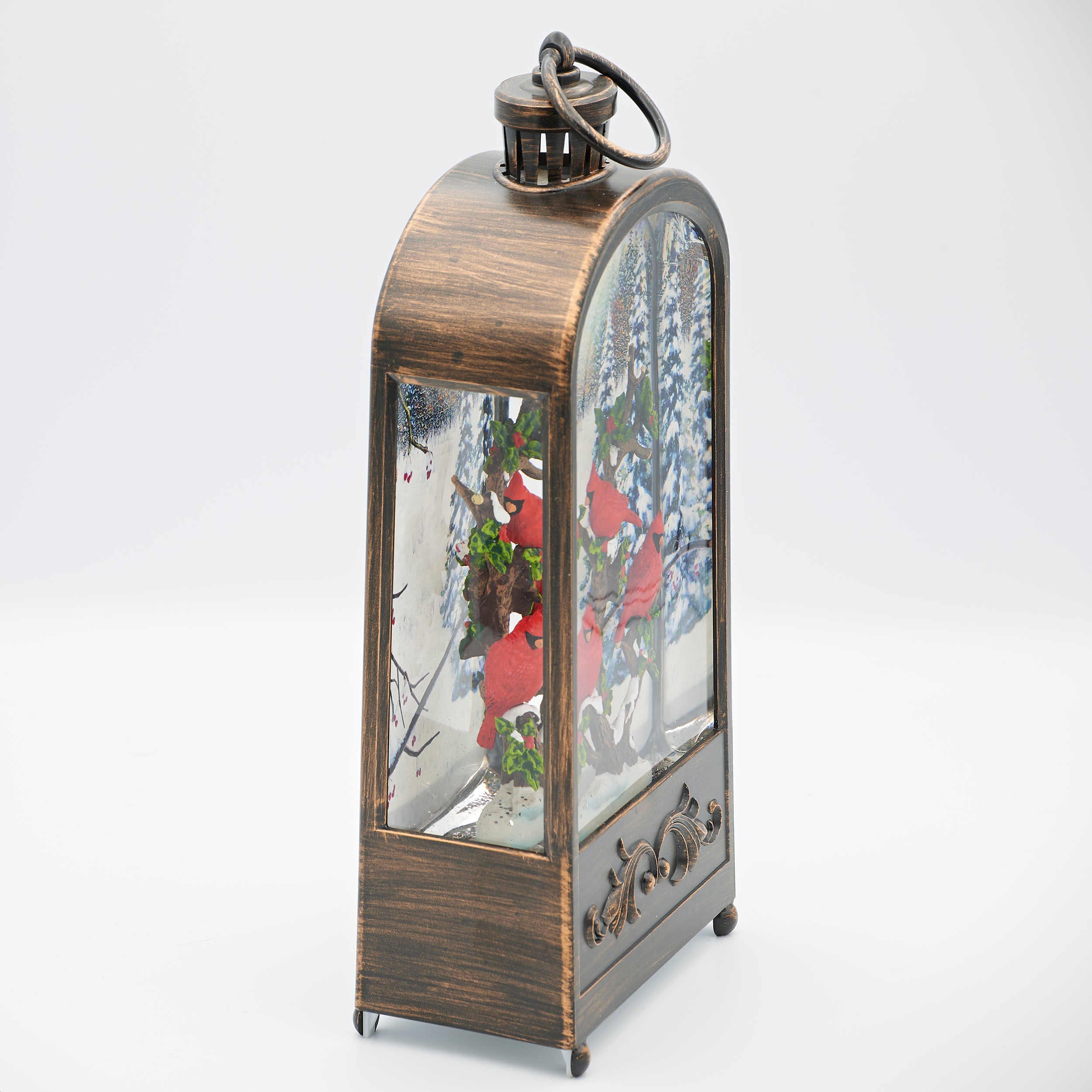 Confetti Lites Lighted Swirl Bronze Arch Lantern with Cardinals