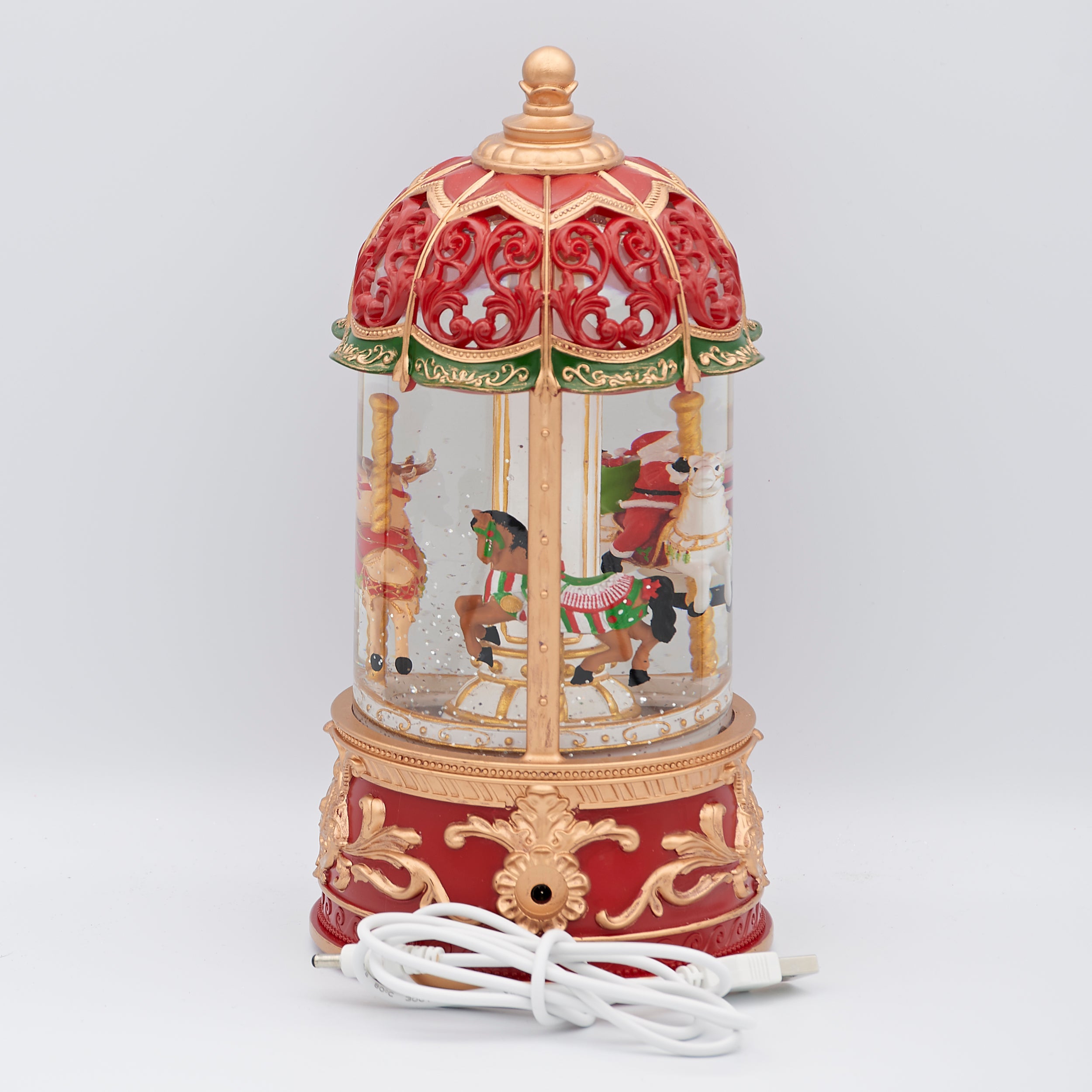 Confetti Lites Lighted Musical Swirl Carousel with Rotating Santa