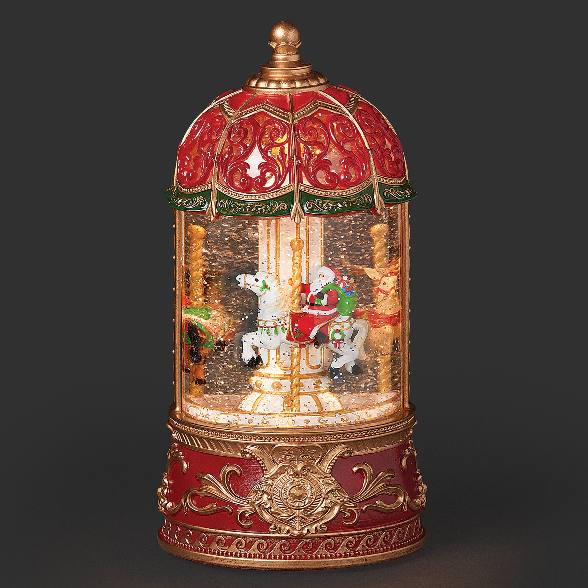 Confetti Lites Lighted Musical Swirl Carousel with Rotating Santa