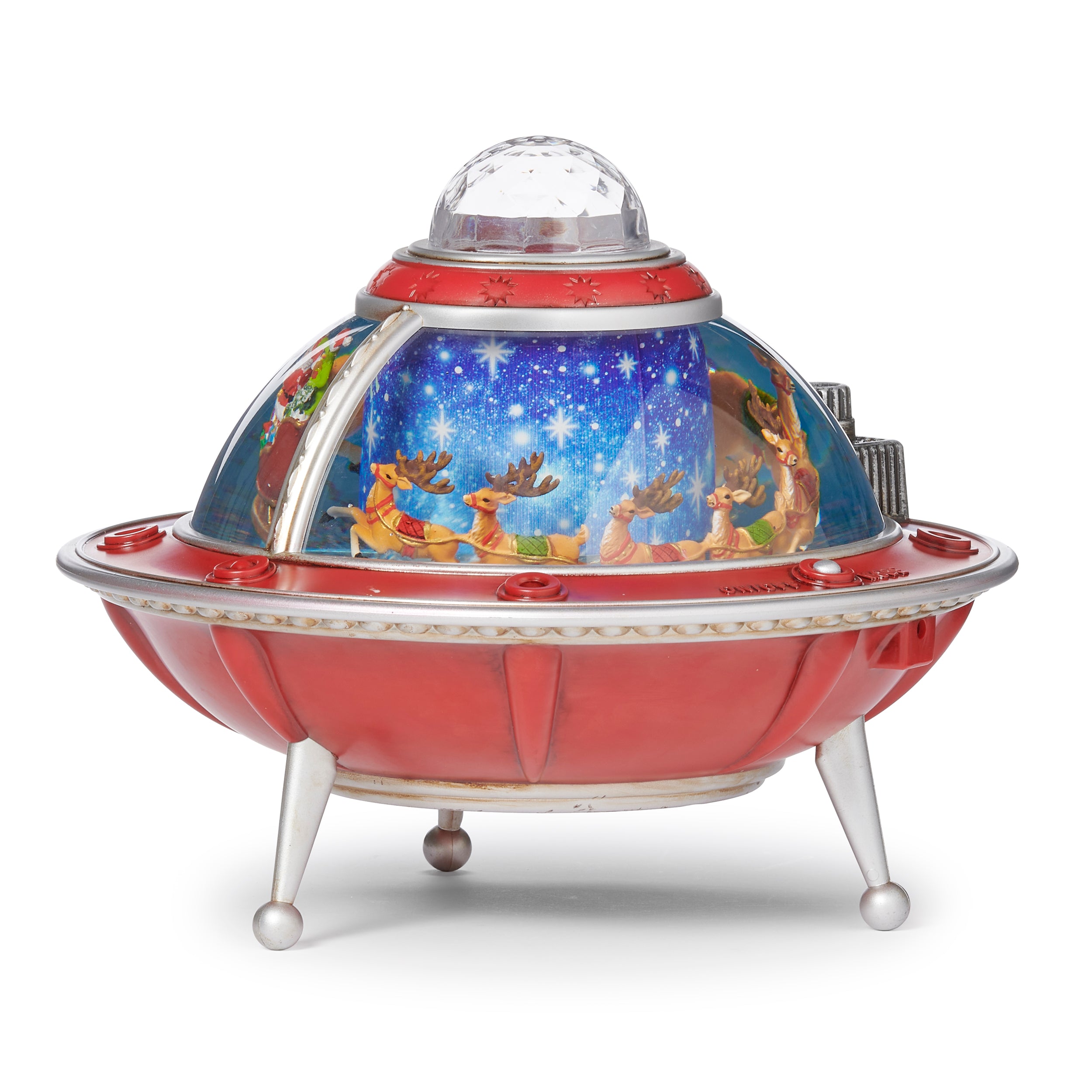 Confetti Lites Lighted Musical UFO with Rotating Santa & Reindeer