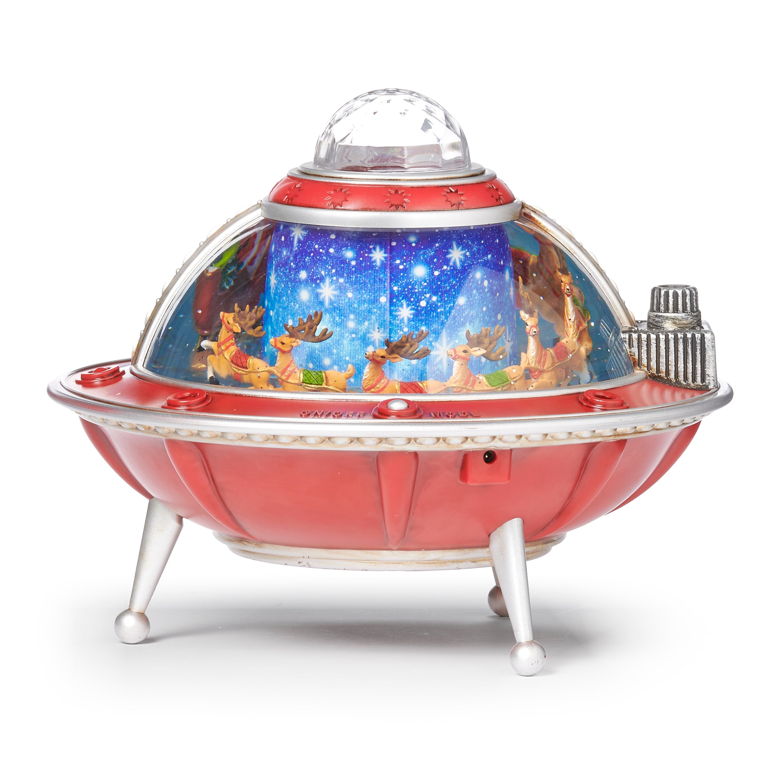 Confetti Lites Lighted Musical UFO with Rotating Santa & Reindeer