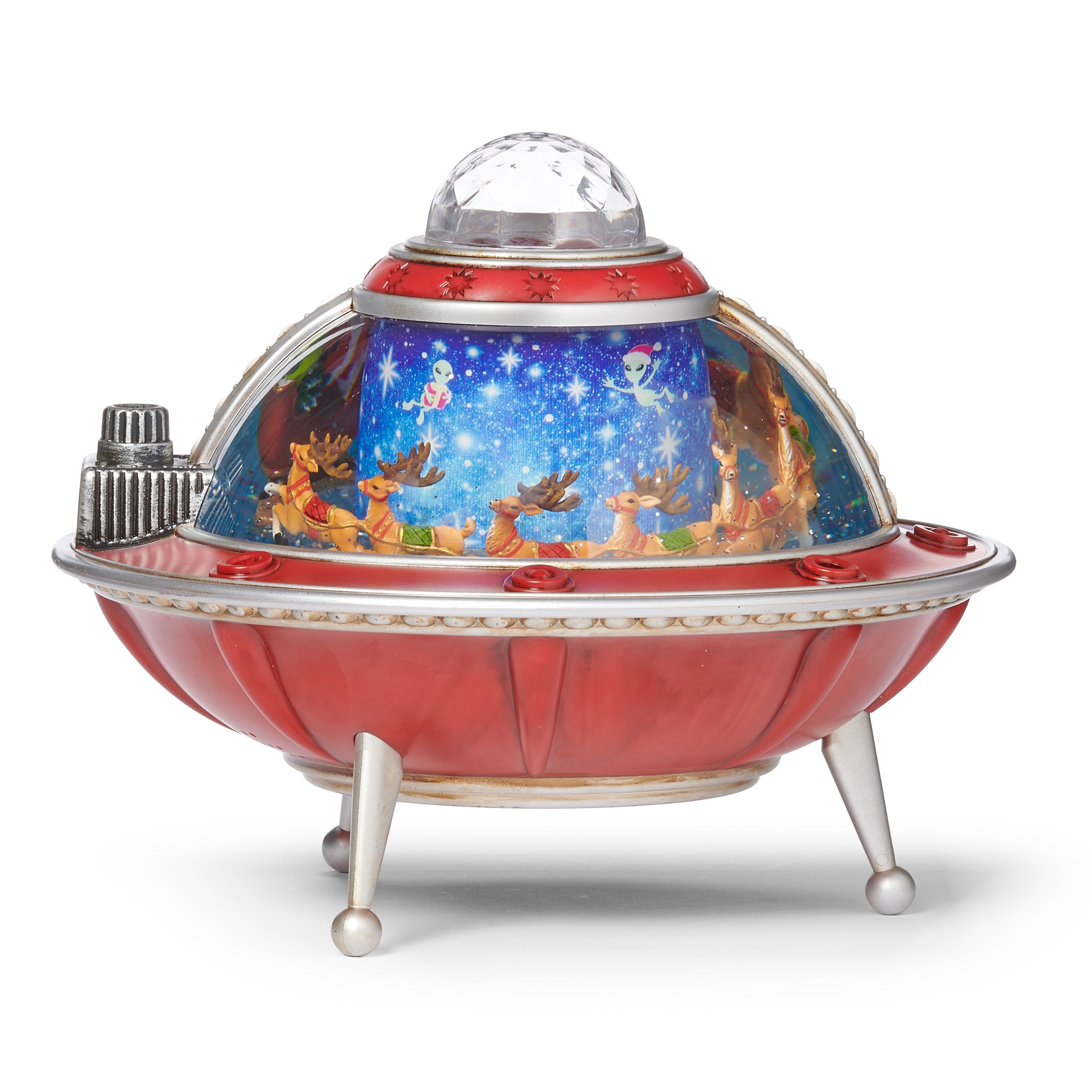 Confetti Lites Lighted Musical UFO with Rotating Santa & Reindeer