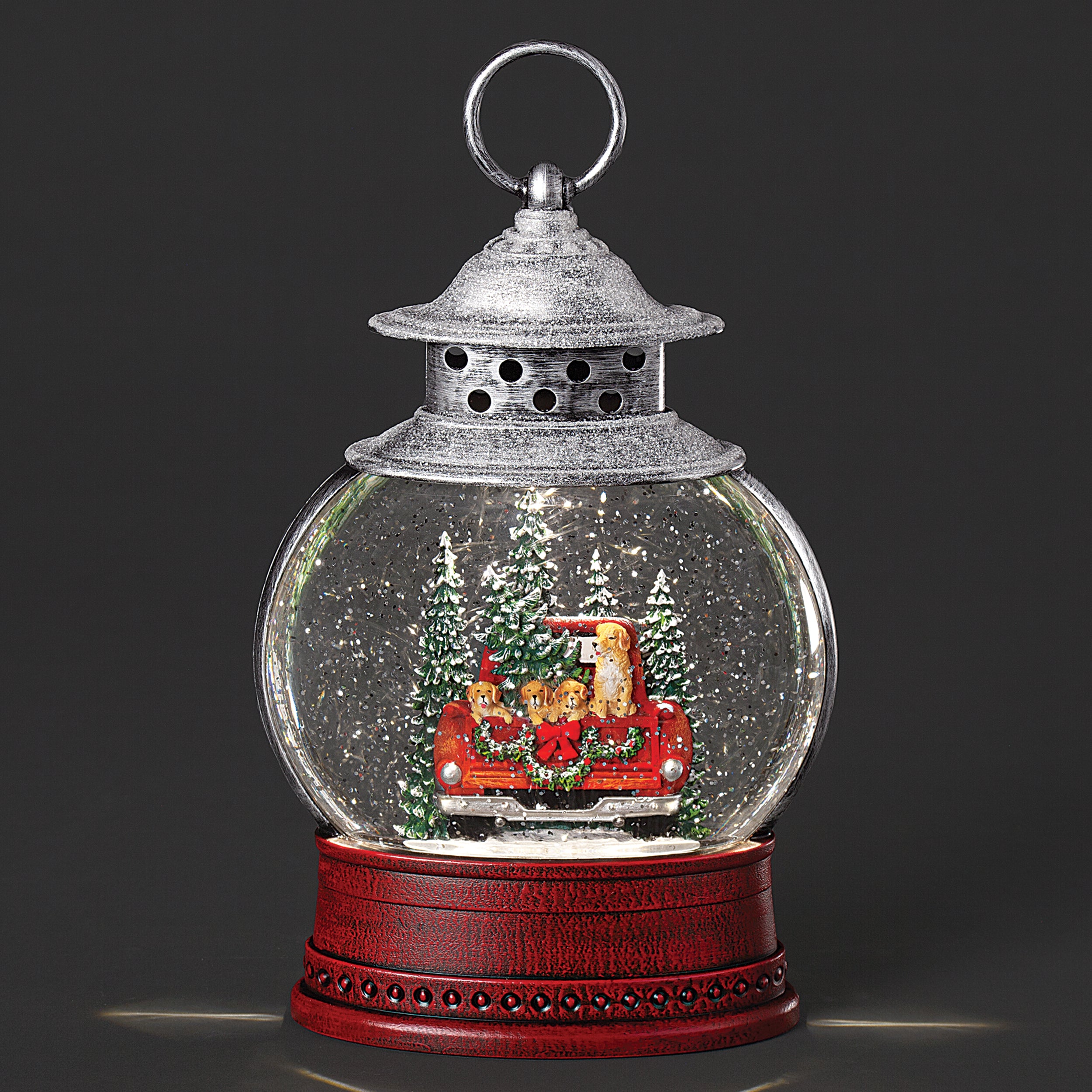 Confetti Lites Lighted Swirl Lantern with Vintage Red Truck & Dogs