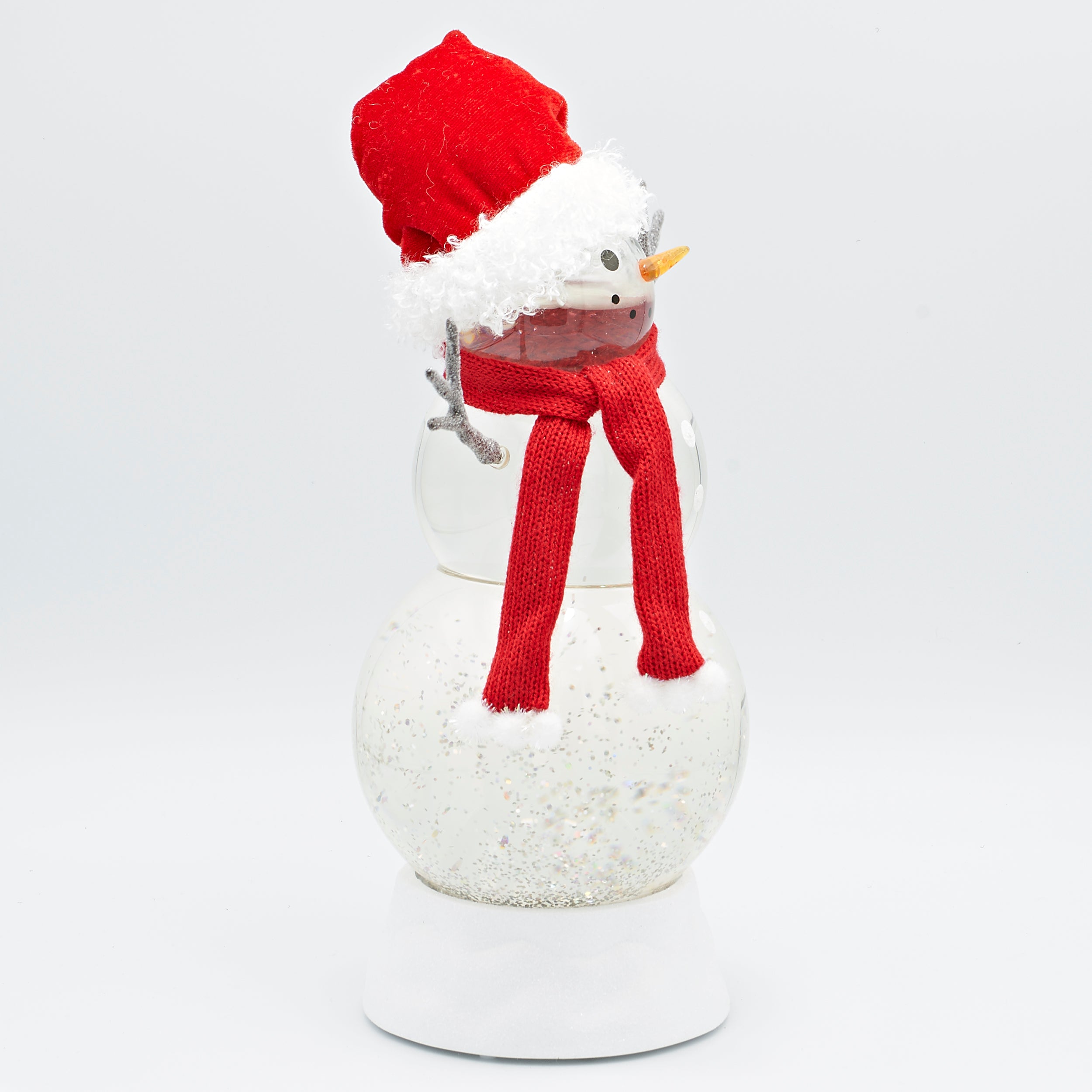 Confetti Lites Lighted Swirl Snowman with a Jingling Santa Hat & Twig Arms
