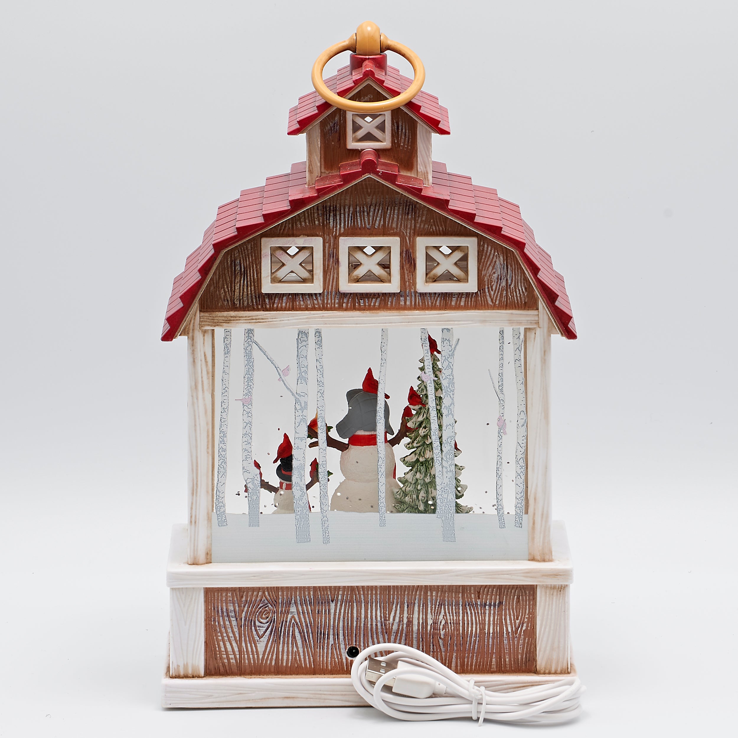Confetti Lites Lighted Swirl Barn with Snowman Family