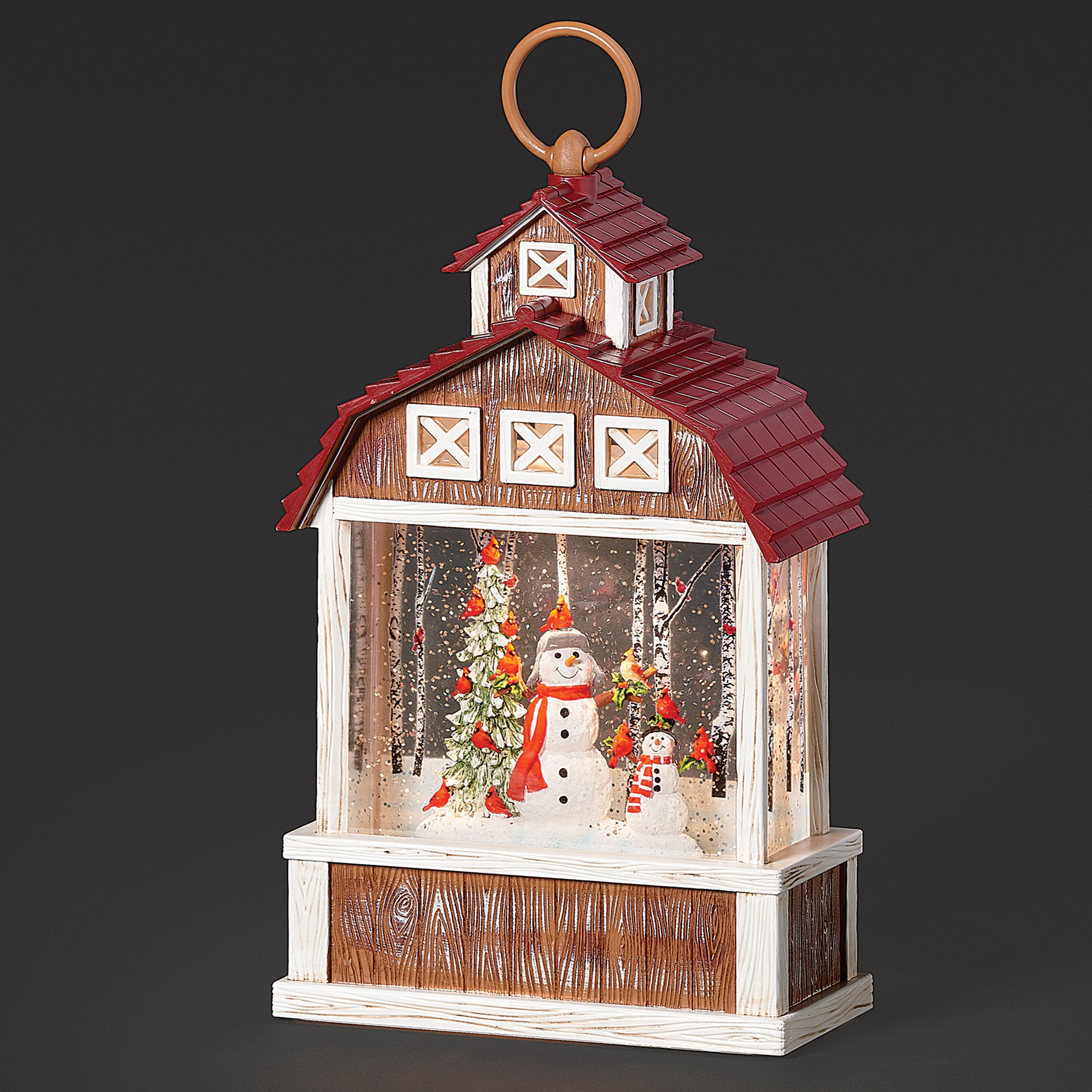 Confetti Lites Lighted Swirl Barn with Snowman Family