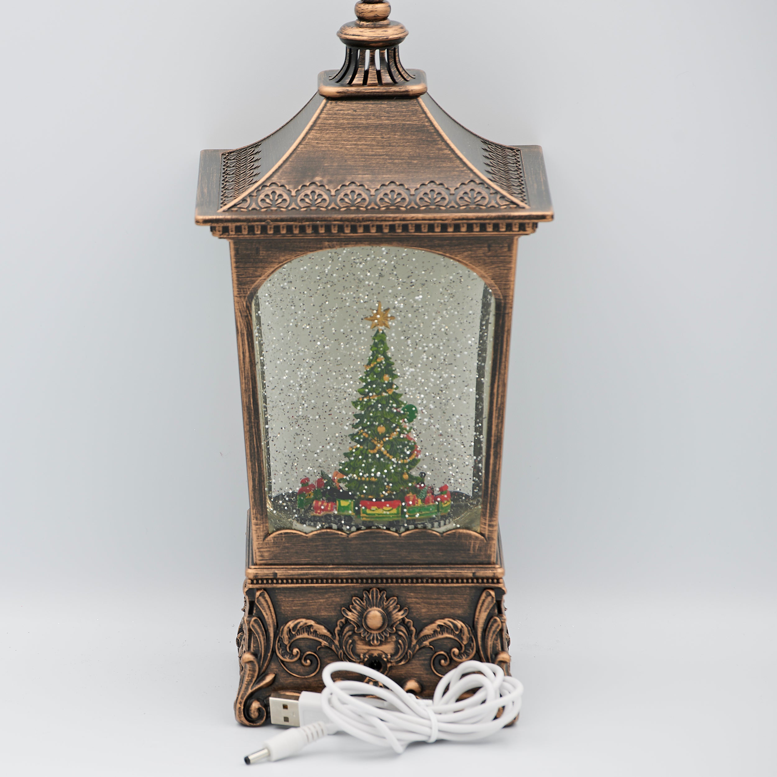 Confetti Lites Lighted Musical Swirl Vintage Lantern with Santa & Rotating Train