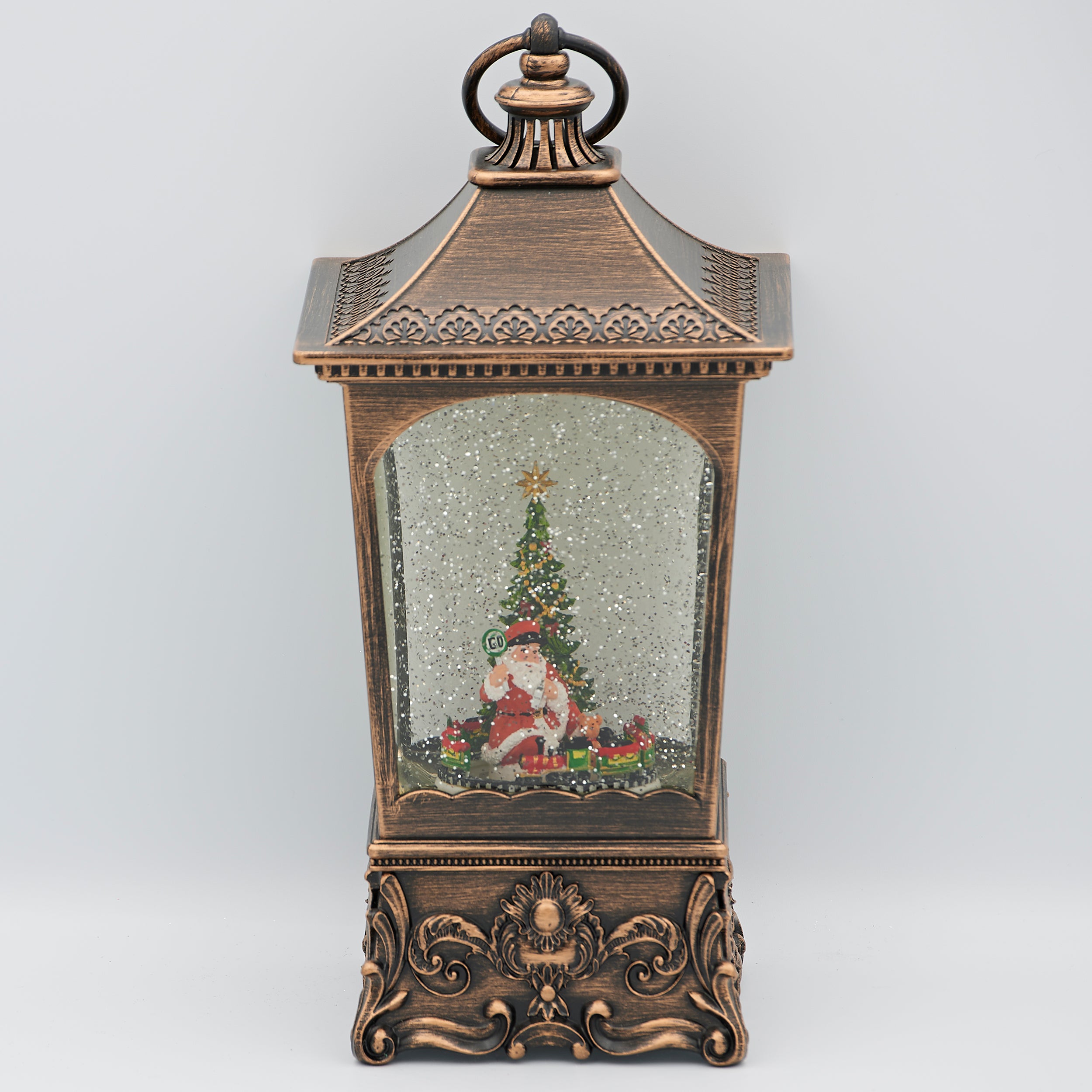 Confetti Lites Lighted Musical Swirl Vintage Lantern with Santa & Rotating Train